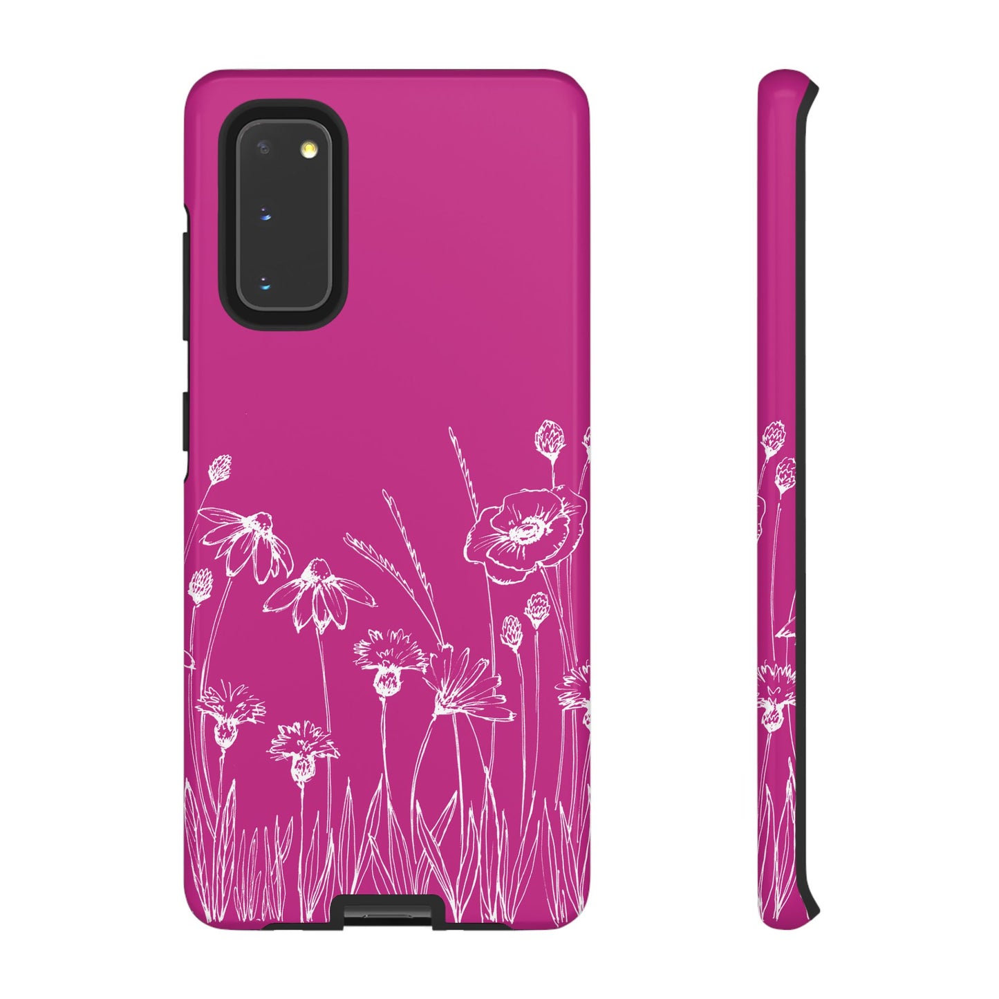 Doodle Flower Phone Case Hot Pink