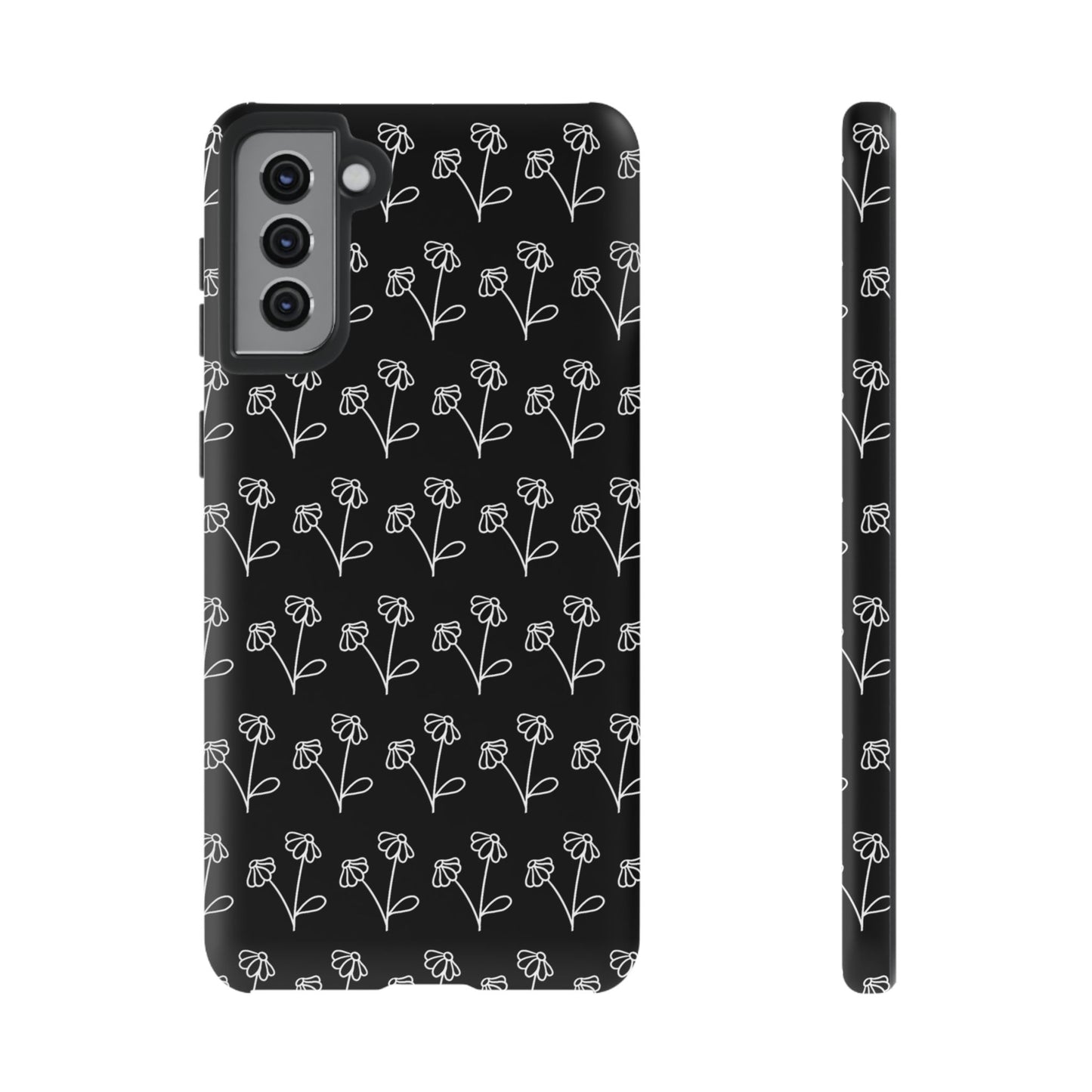 Doodle Flowers Phone Case Black