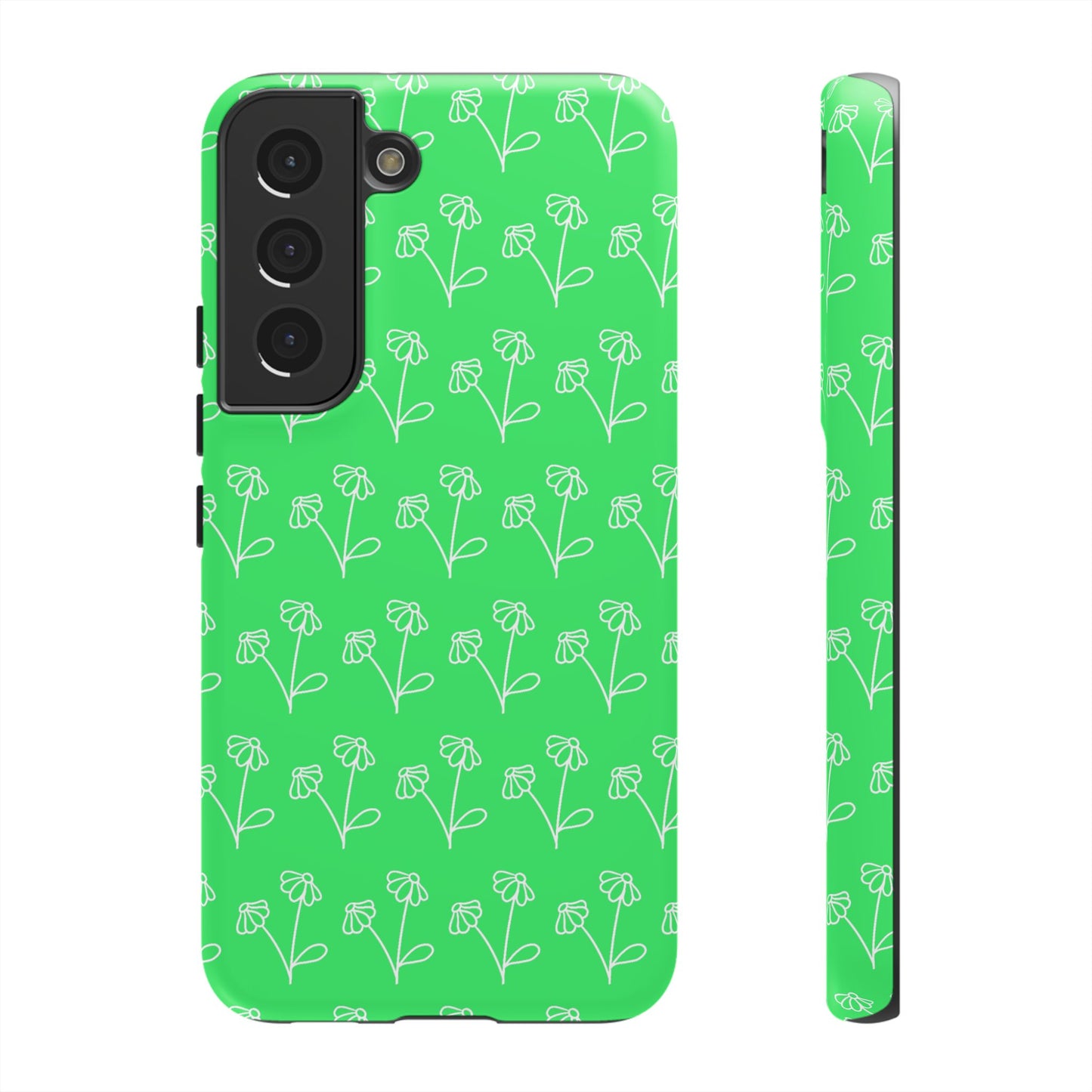 Doodle Flowers Phone Case Bright Green