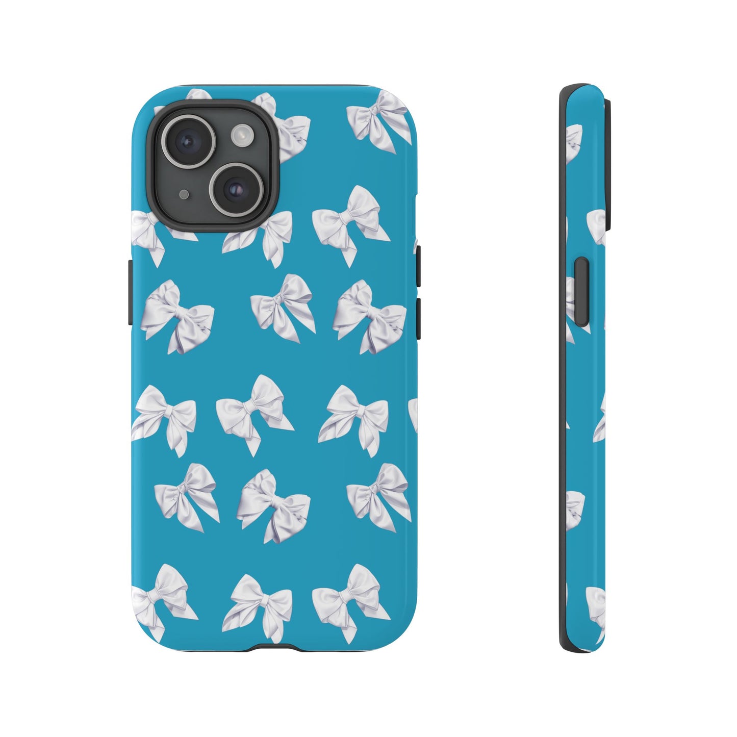 Bow Phone Case White on Turquoise