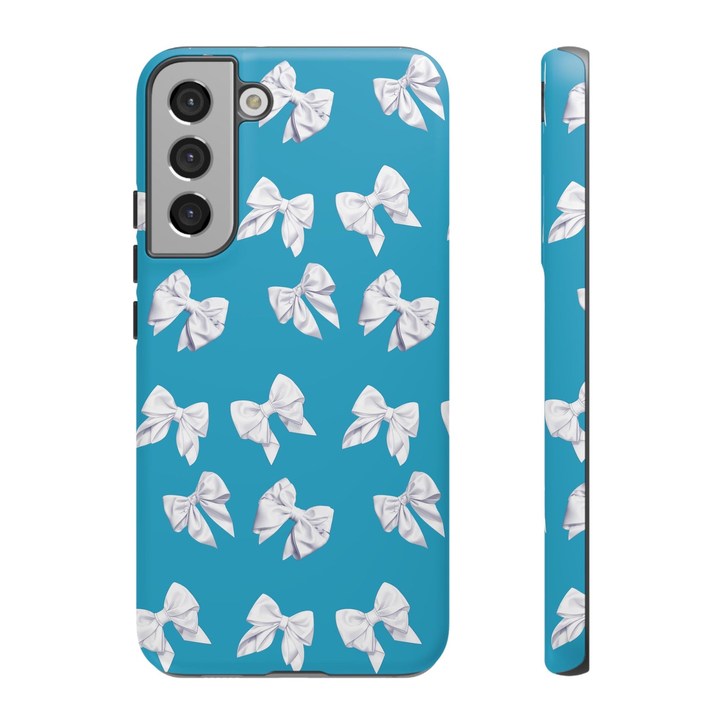 Bow Phone Case White on Turquoise