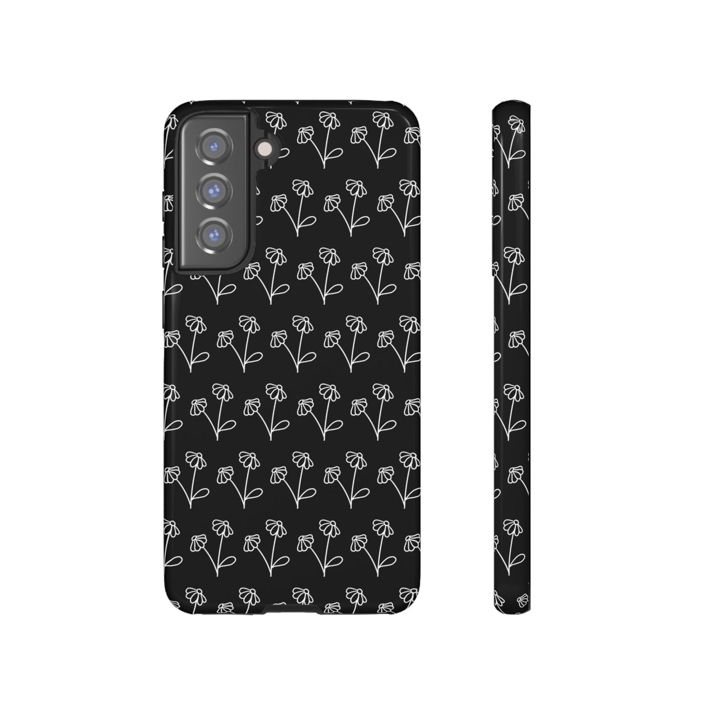 Doodle Flowers Phone Case Black