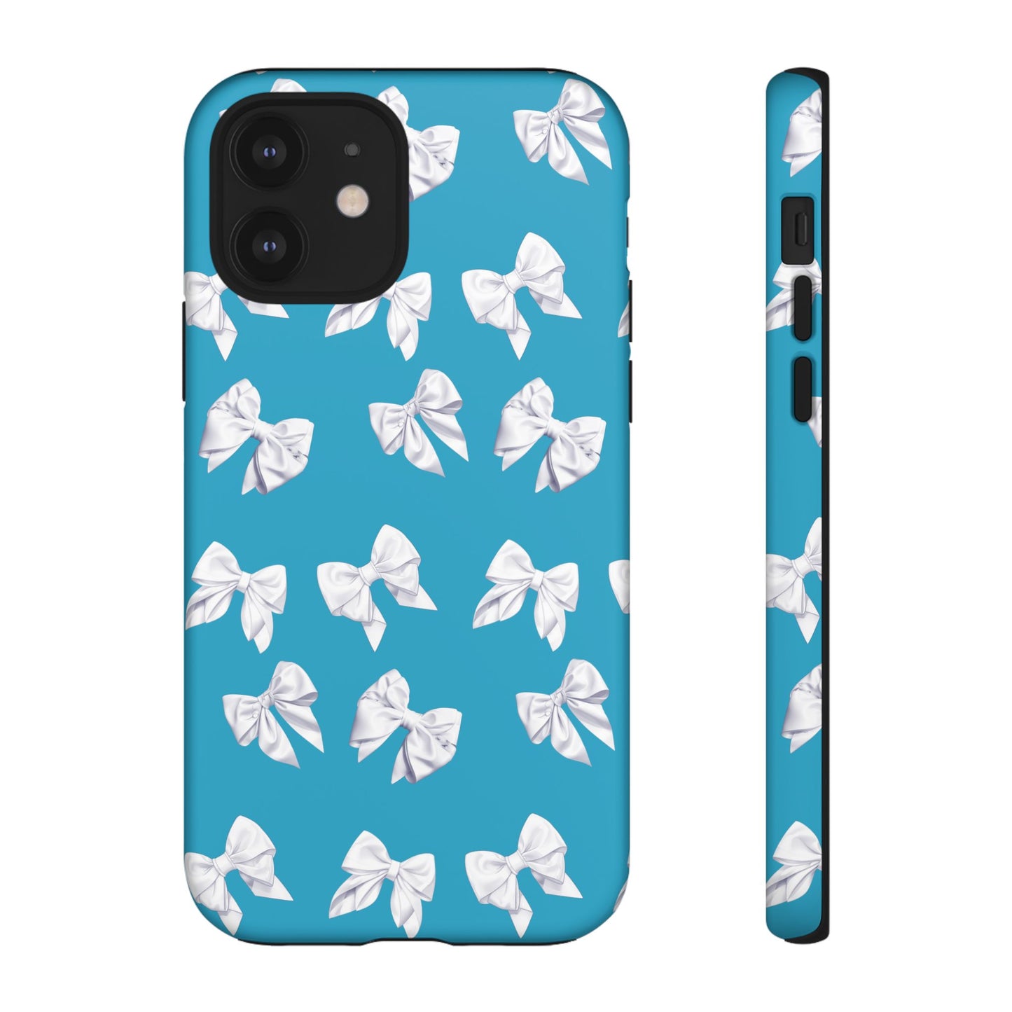 Bow Phone Case White on Turquoise