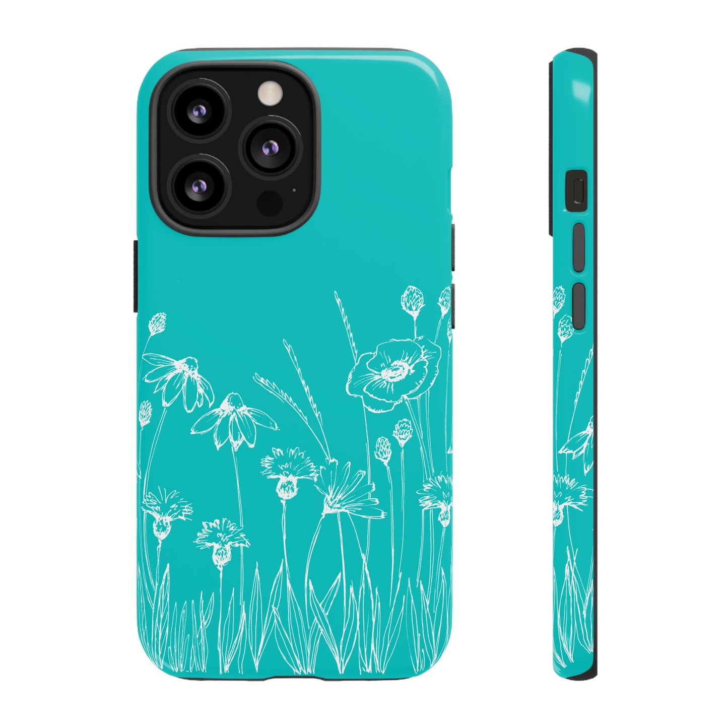 Doodle Flower Phone Case Aqua