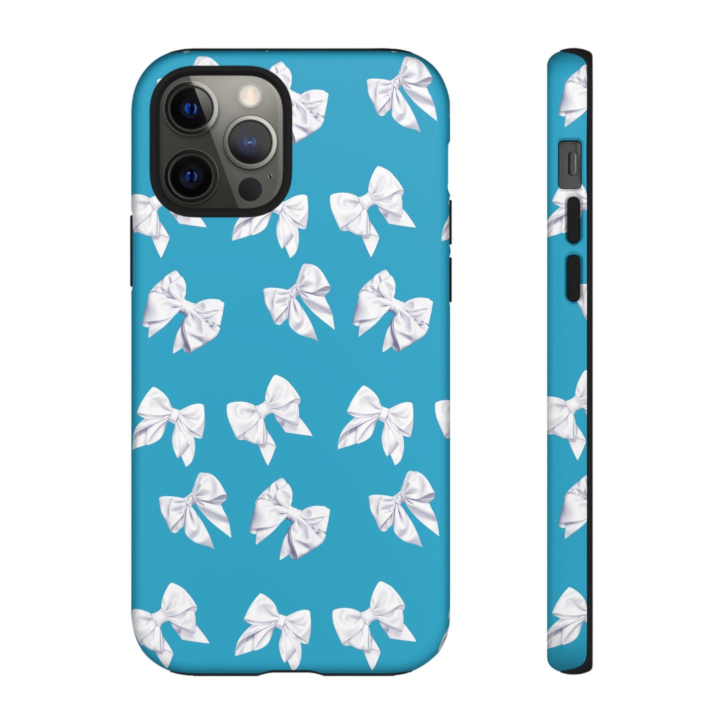 Bow Phone Case White on Turquoise