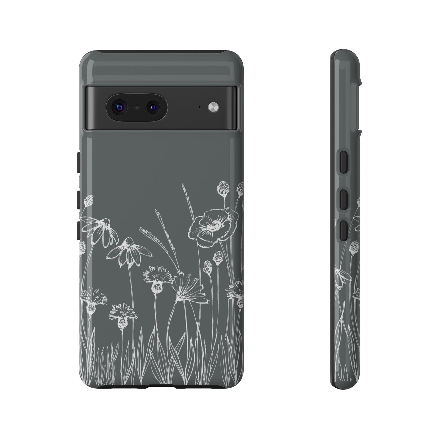 Doodle Flower Phone Case Gray