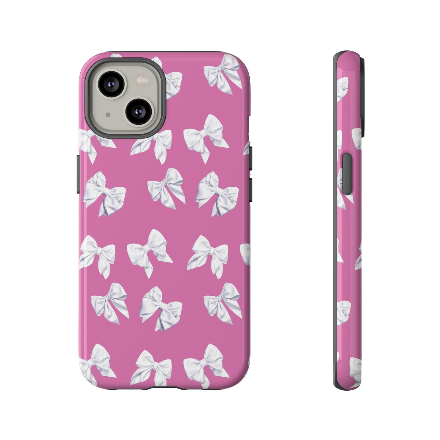 Bow Phone Case White on Pink