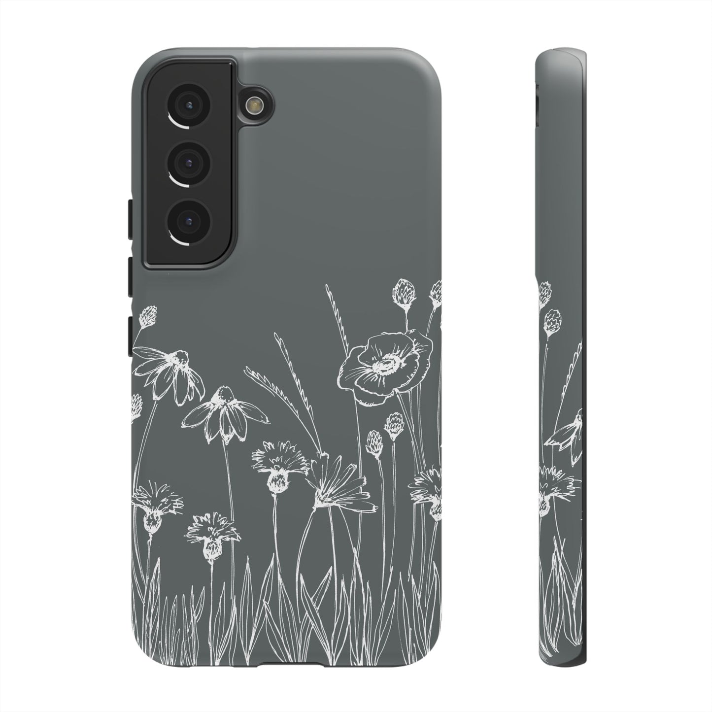 Doodle Flower Phone Case Gray