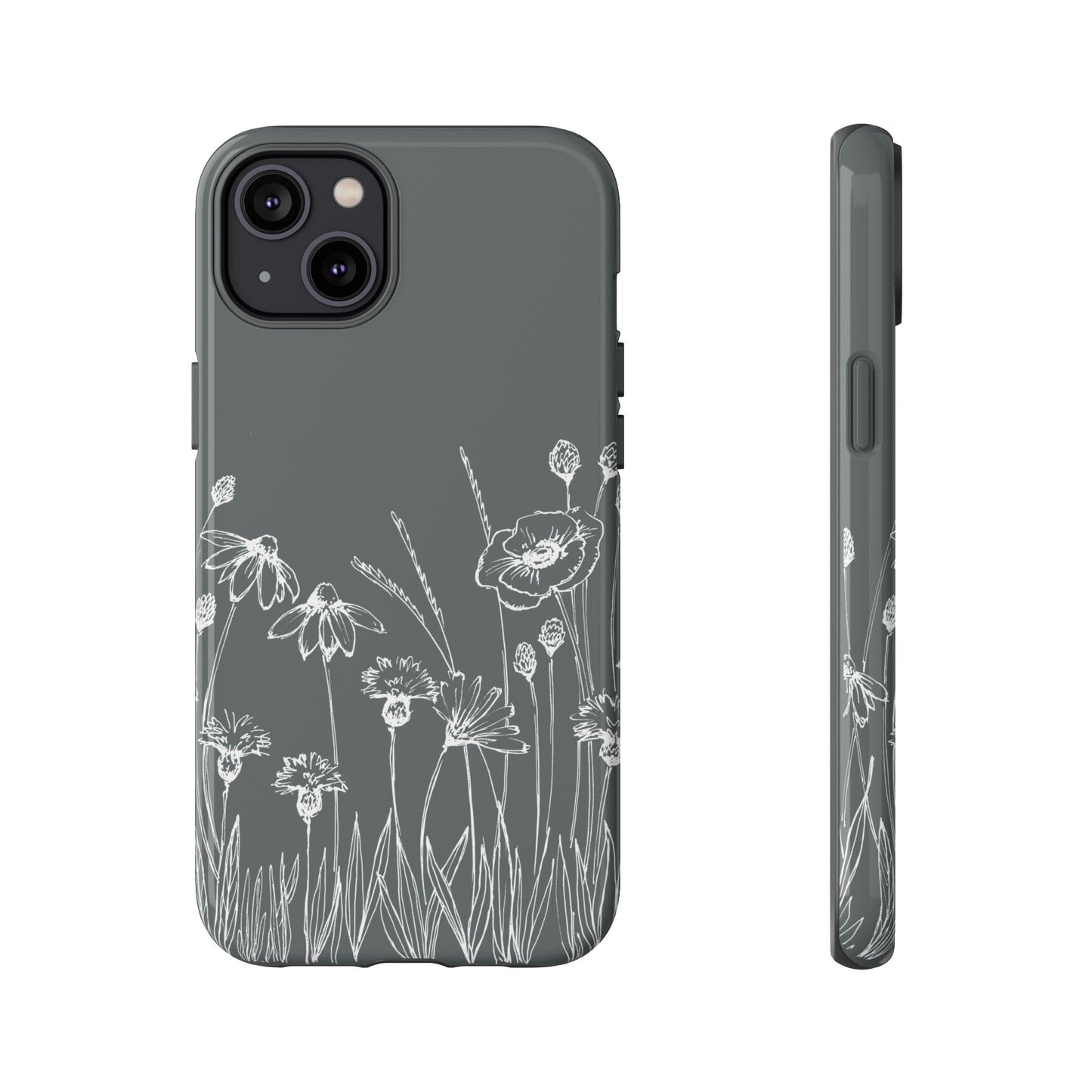 Doodle Flower Phone Case Gray