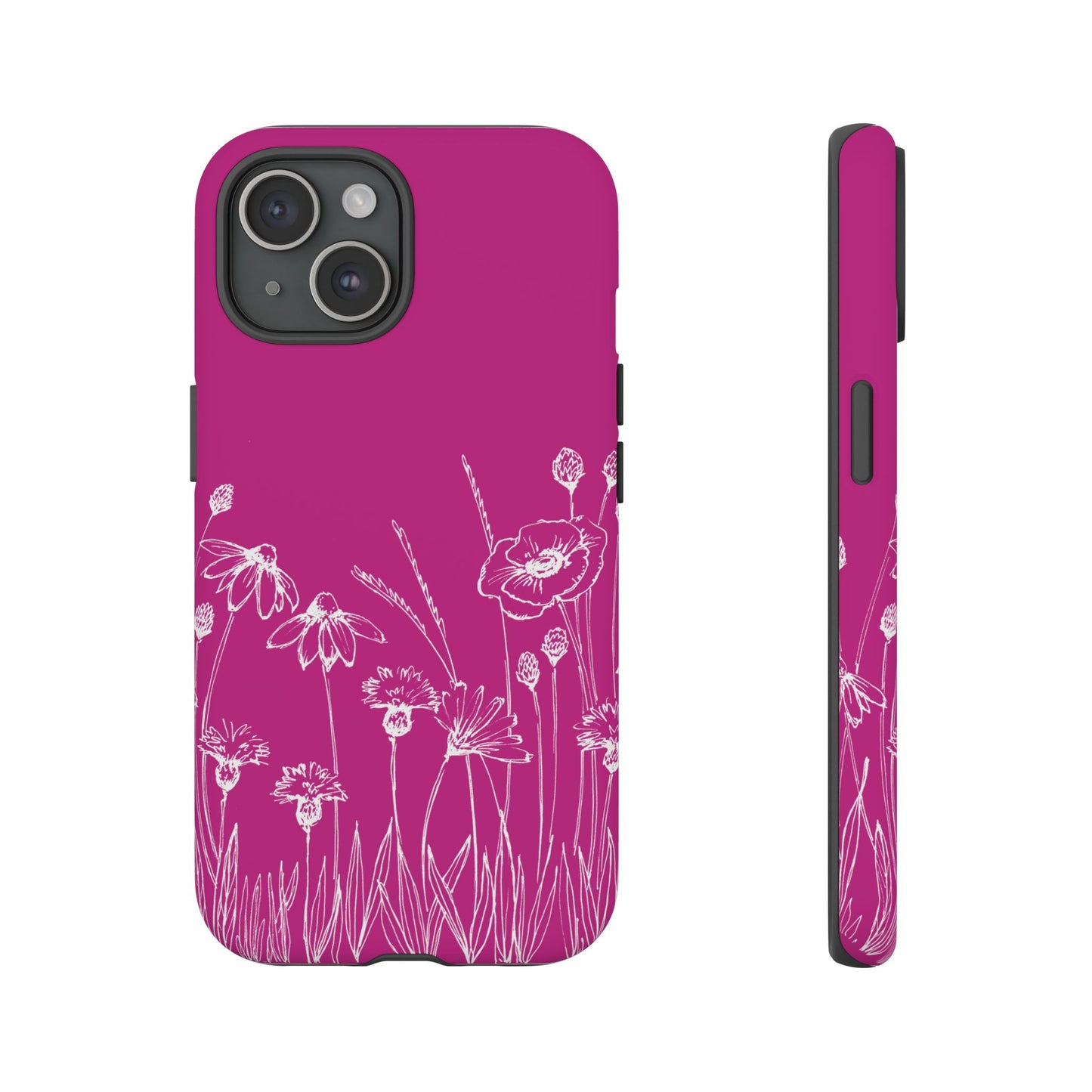 Doodle Flower Phone Case Hot Pink