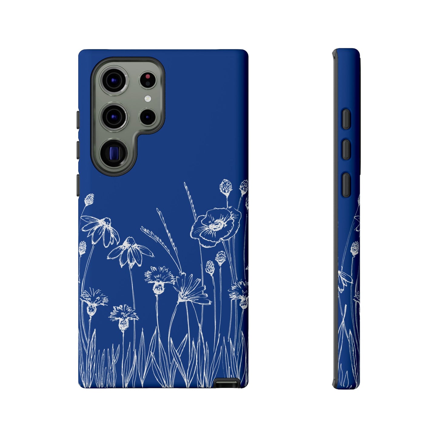 Doodle Flower Phone Case Blue