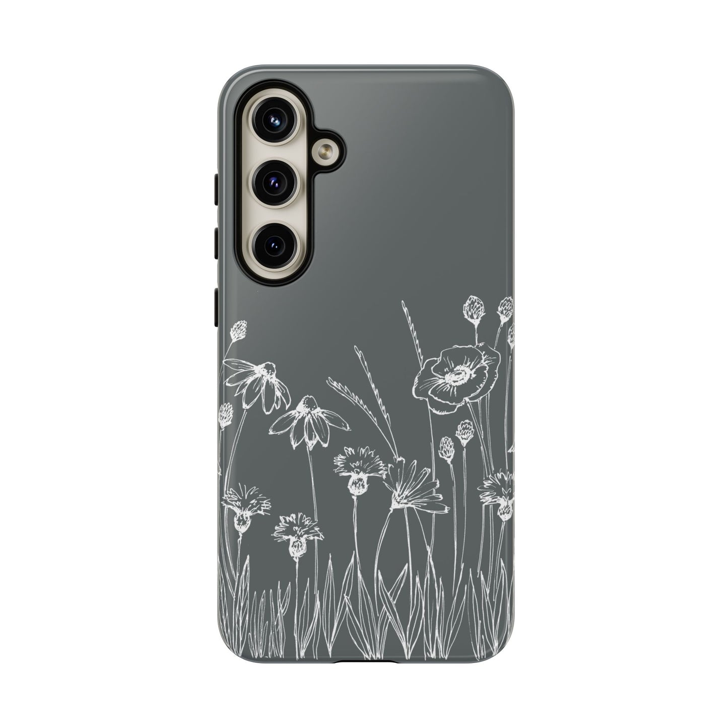 Doodle Flower Phone Case Gray