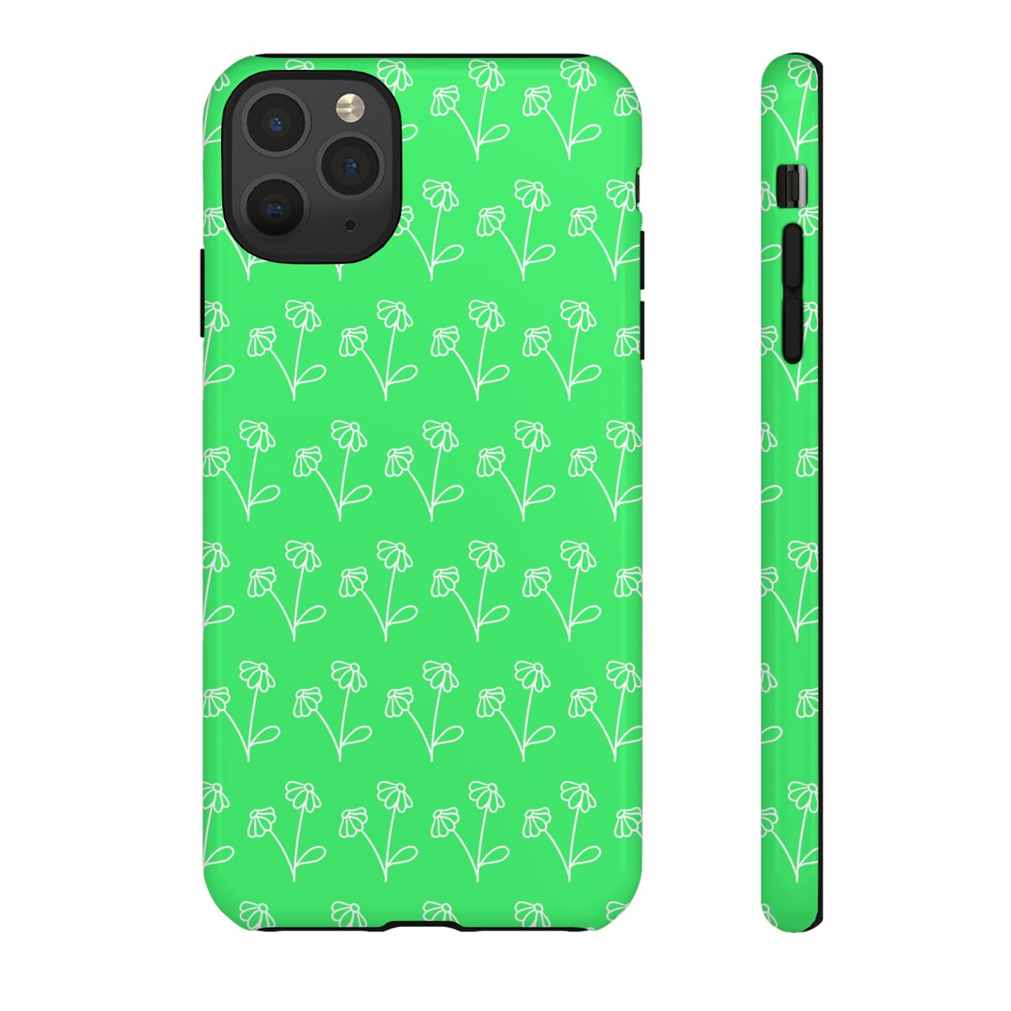 Doodle Flowers Phone Case Bright Green