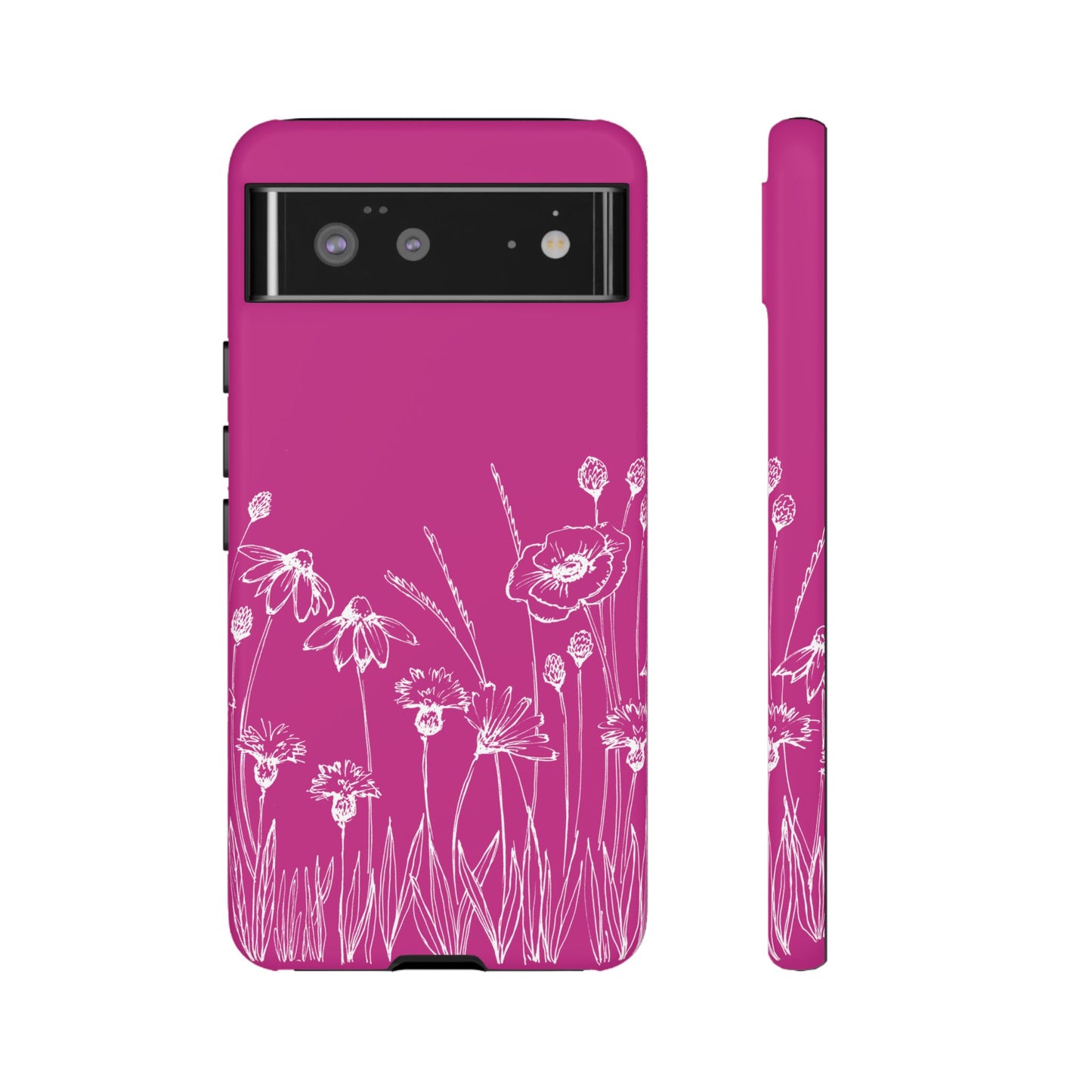 Doodle Flower Phone Case Hot Pink