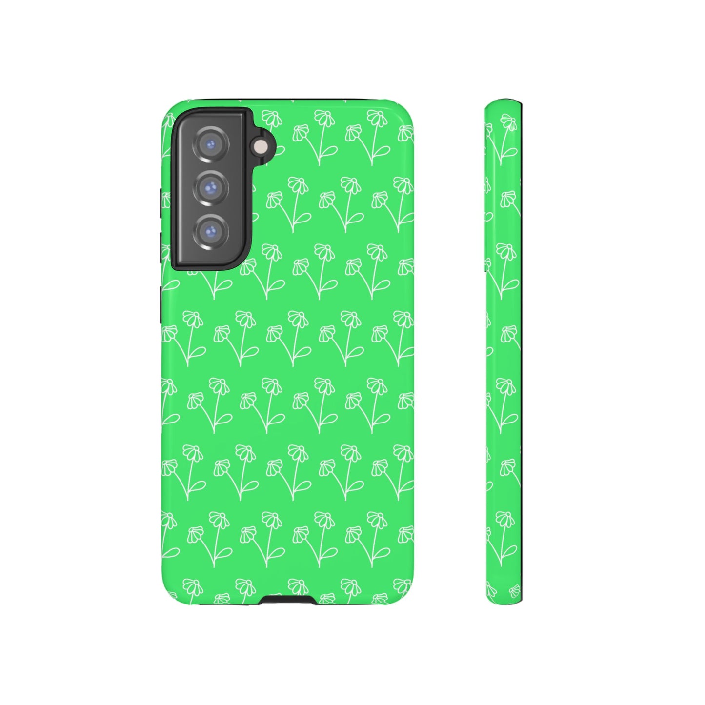 Doodle Flowers Phone Case Bright Green