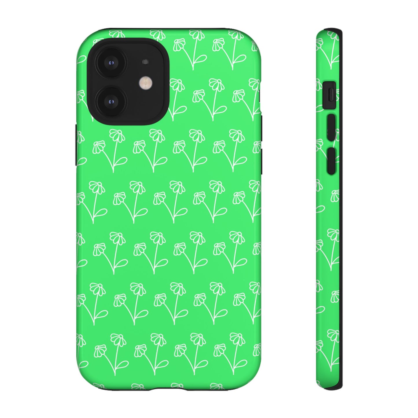 Doodle Flowers Phone Case Bright Green