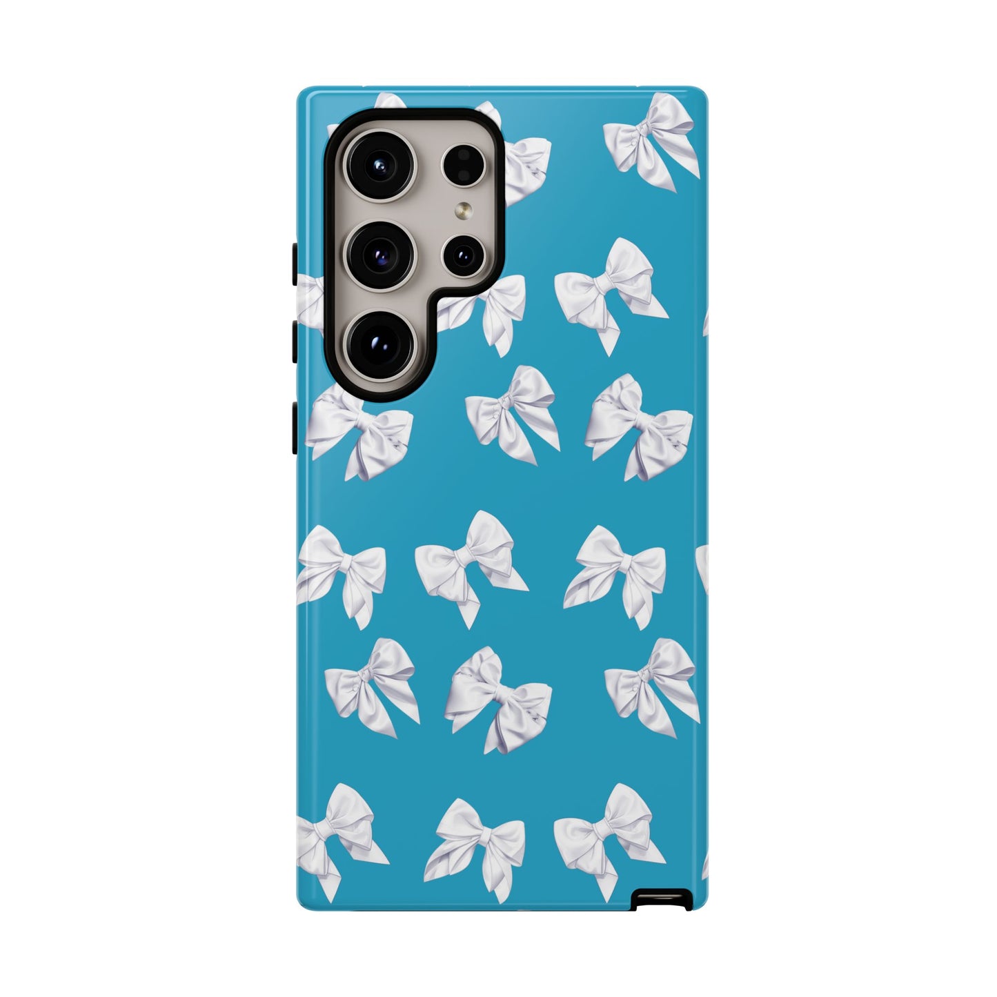 Bow Phone Case White on Turquoise