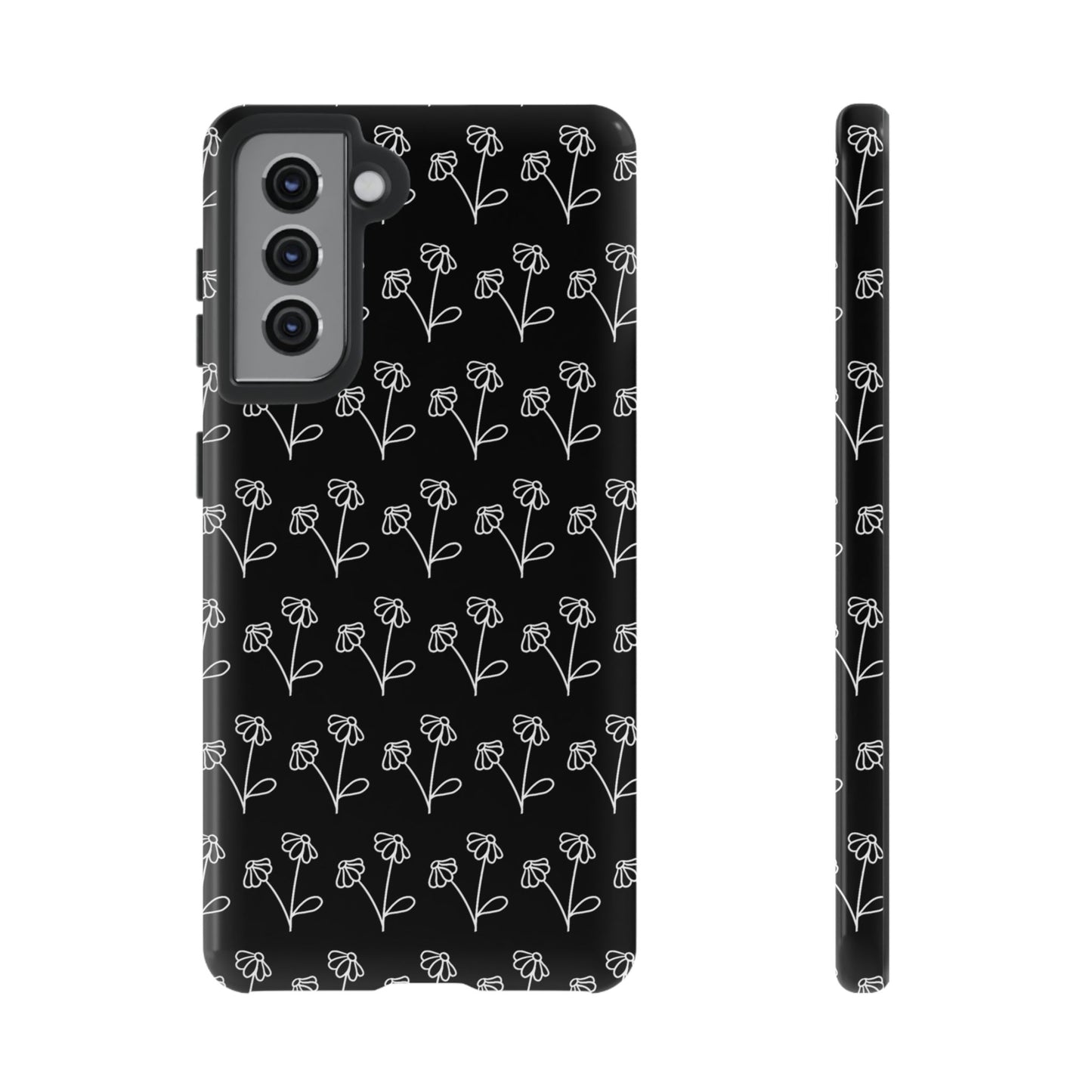 Doodle Flowers Phone Case Black