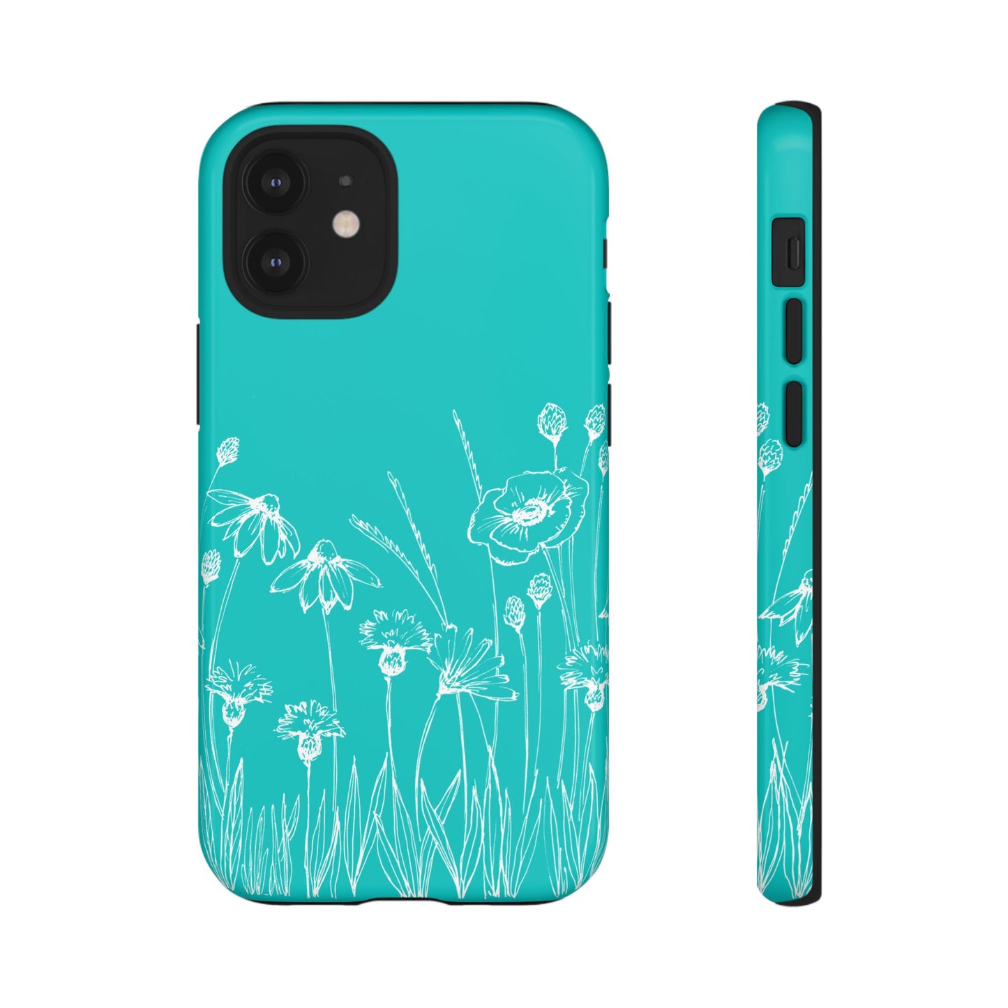 Doodle Flower Phone Case Aqua