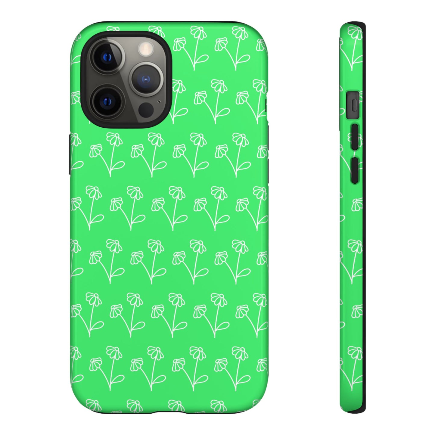 Doodle Flowers Phone Case Bright Green