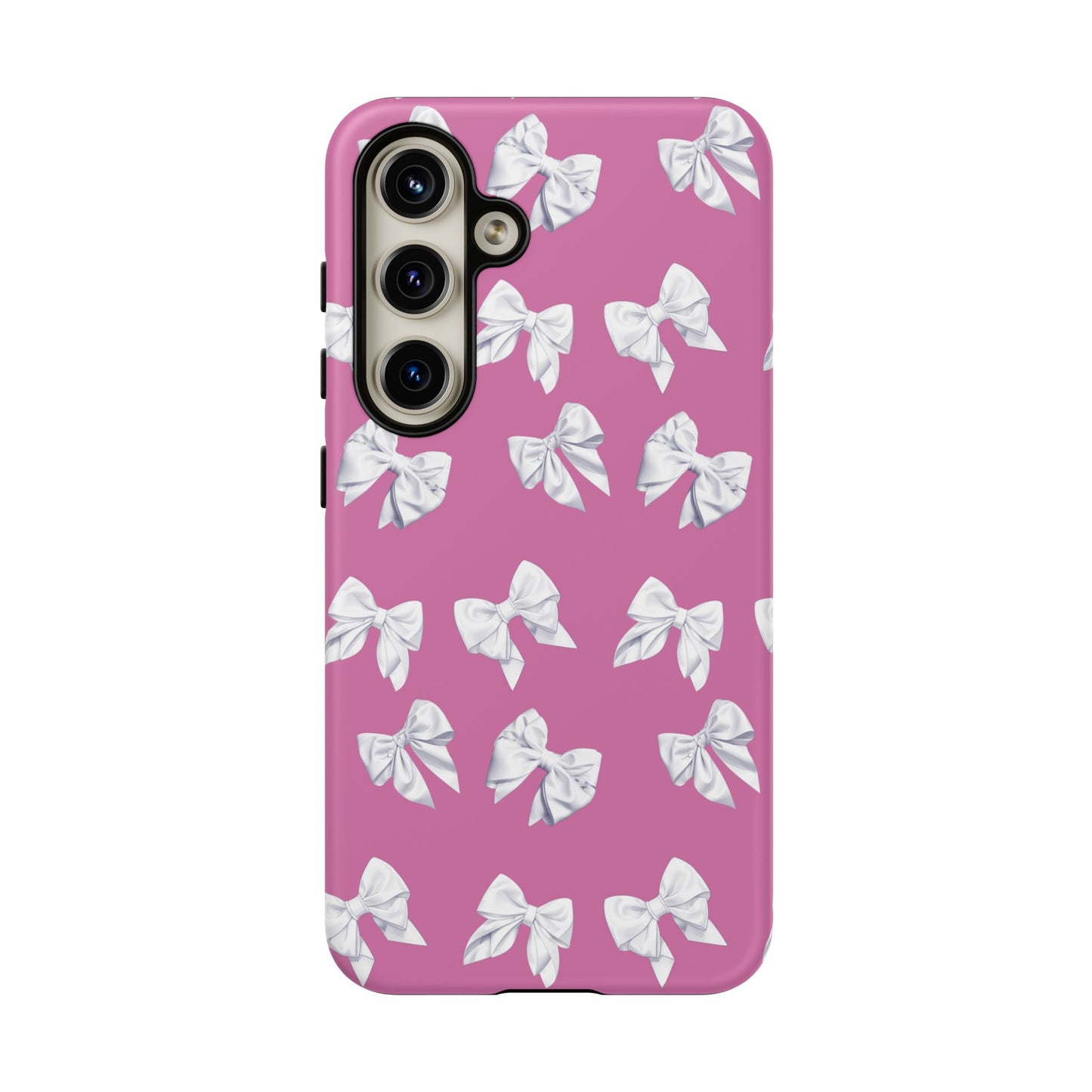 Bow Phone Case White on Pink