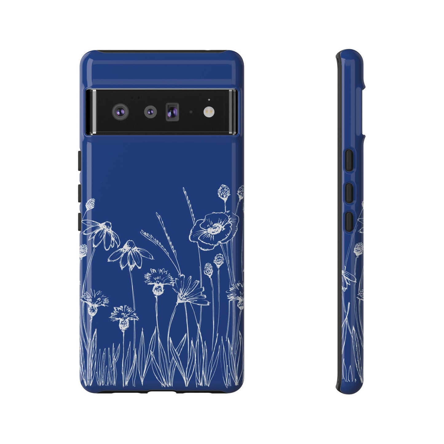 Doodle Flower Phone Case Blue