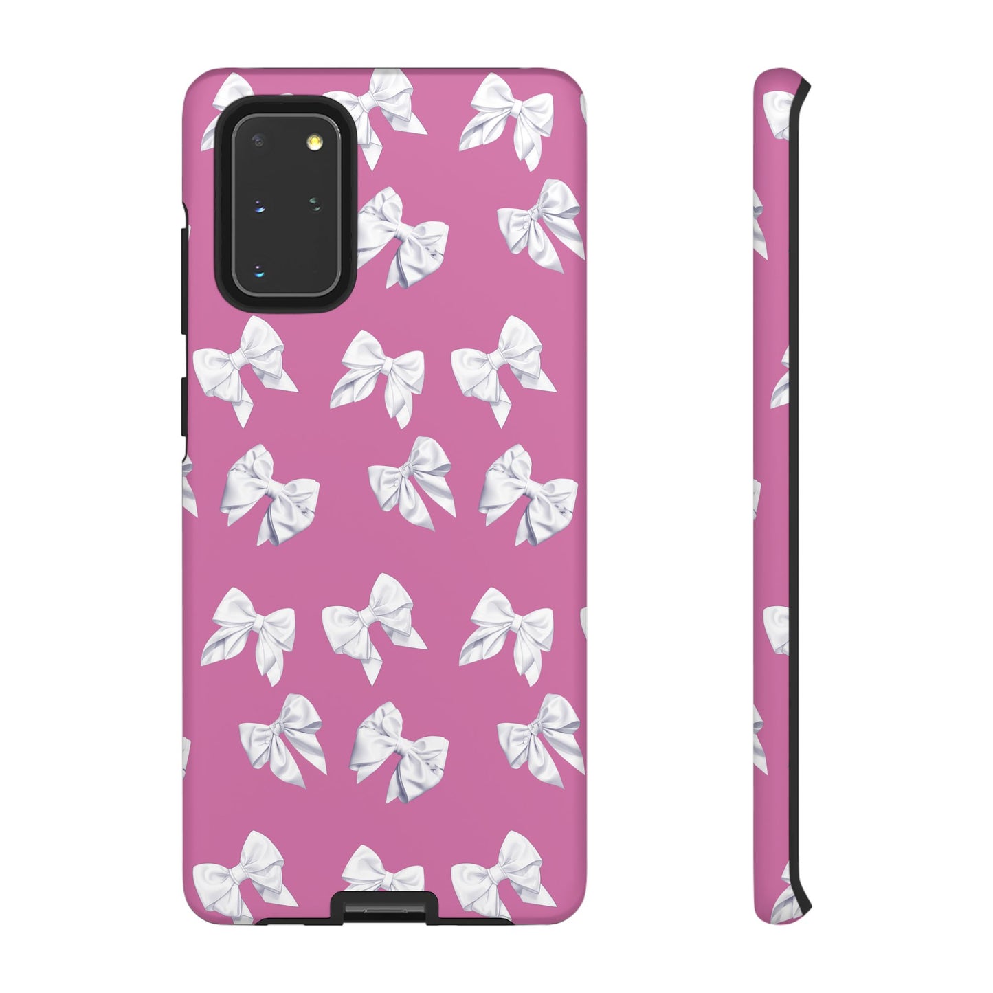 Bow Phone Case White on Pink