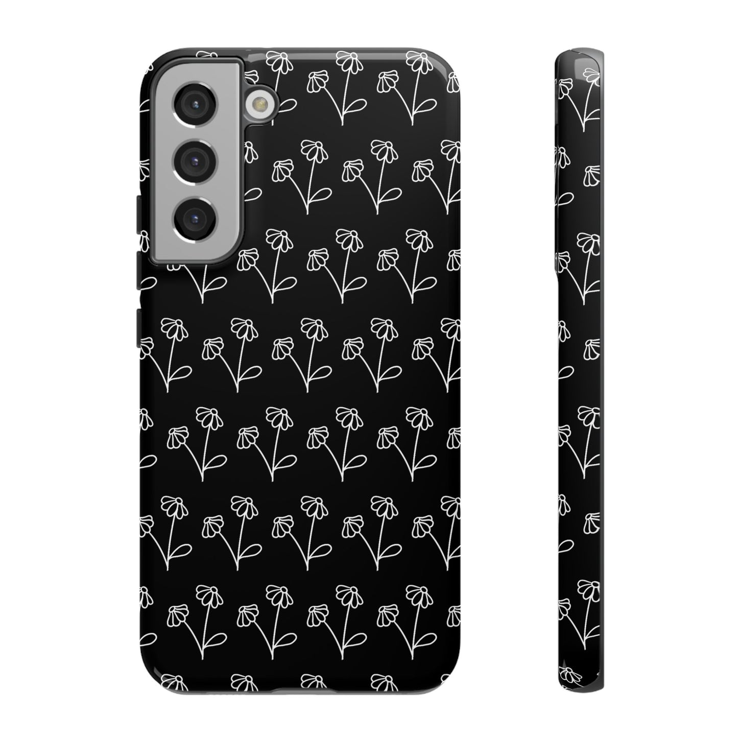 Doodle Flowers Phone Case Black