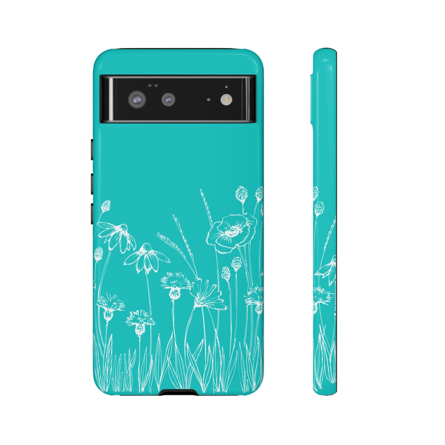 Doodle Flower Phone Case Aqua