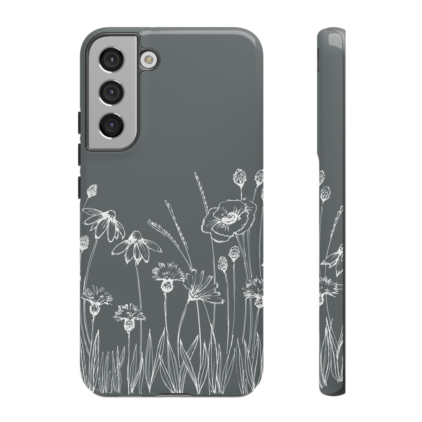 Doodle Flower Phone Case Gray