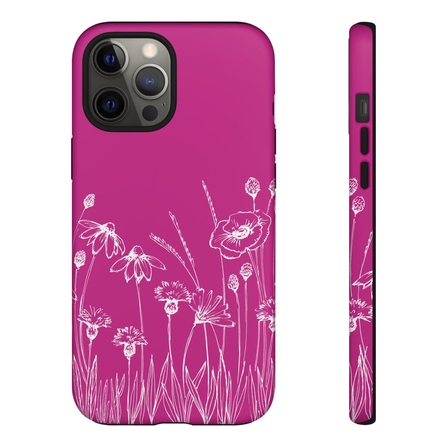 Doodle Flower Phone Case Hot Pink