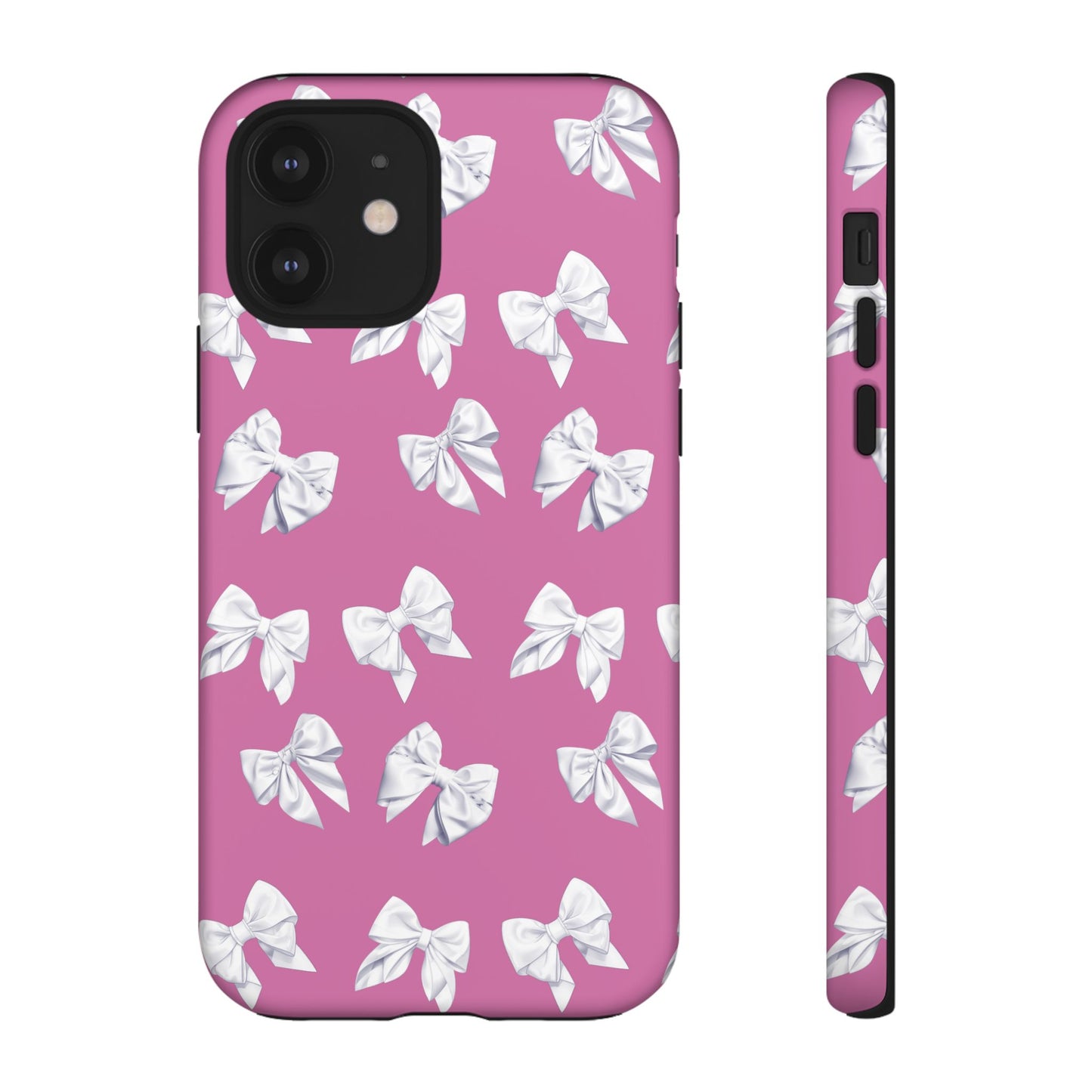 Bow Phone Case White on Pink