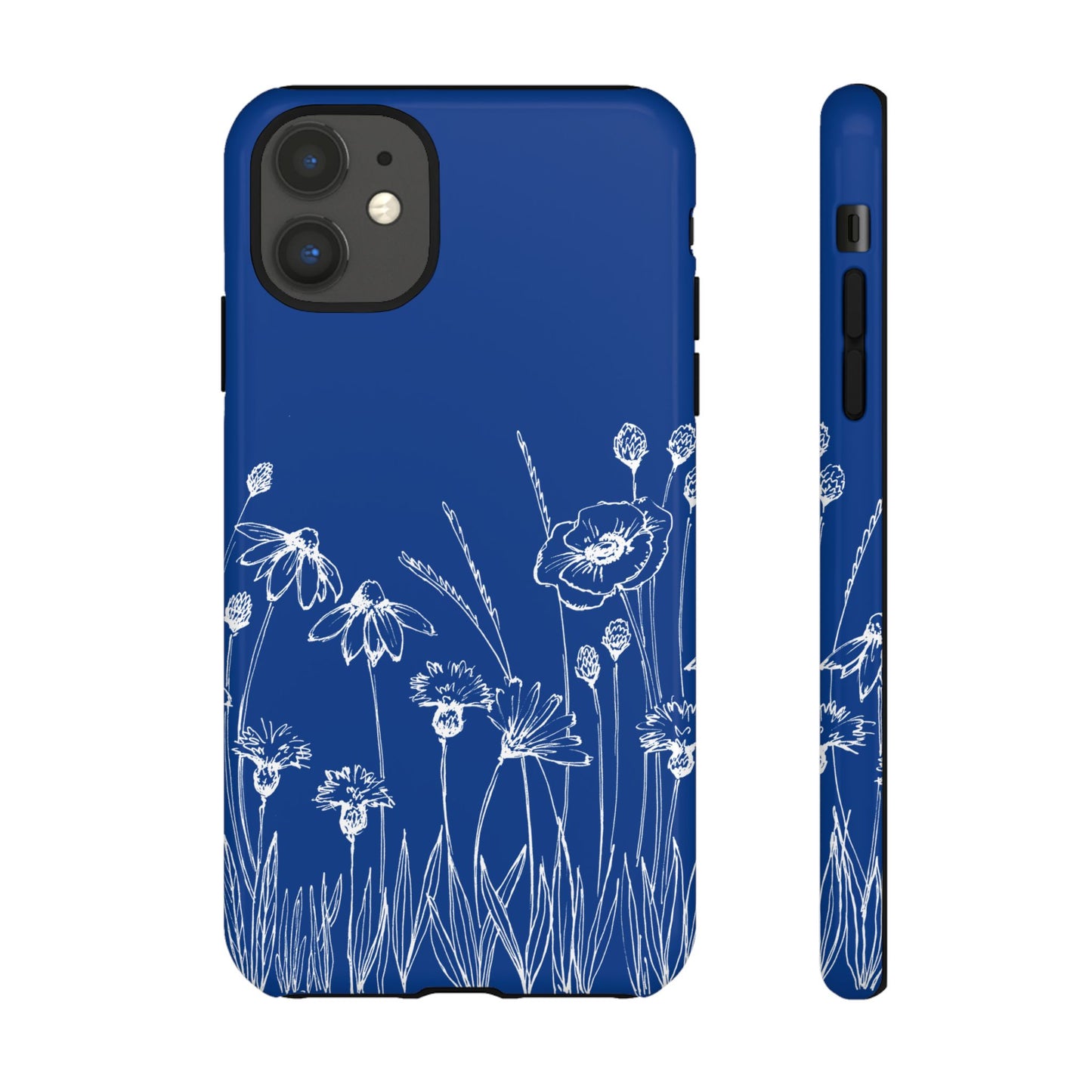 Doodle Flower Phone Case Blue