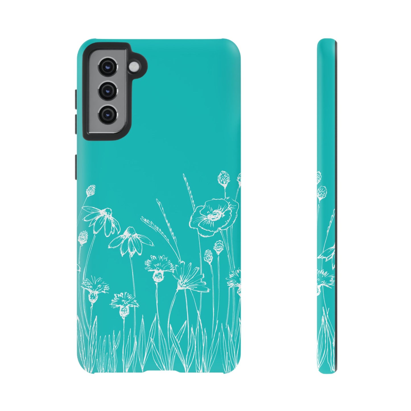 Doodle Flower Phone Case Aqua