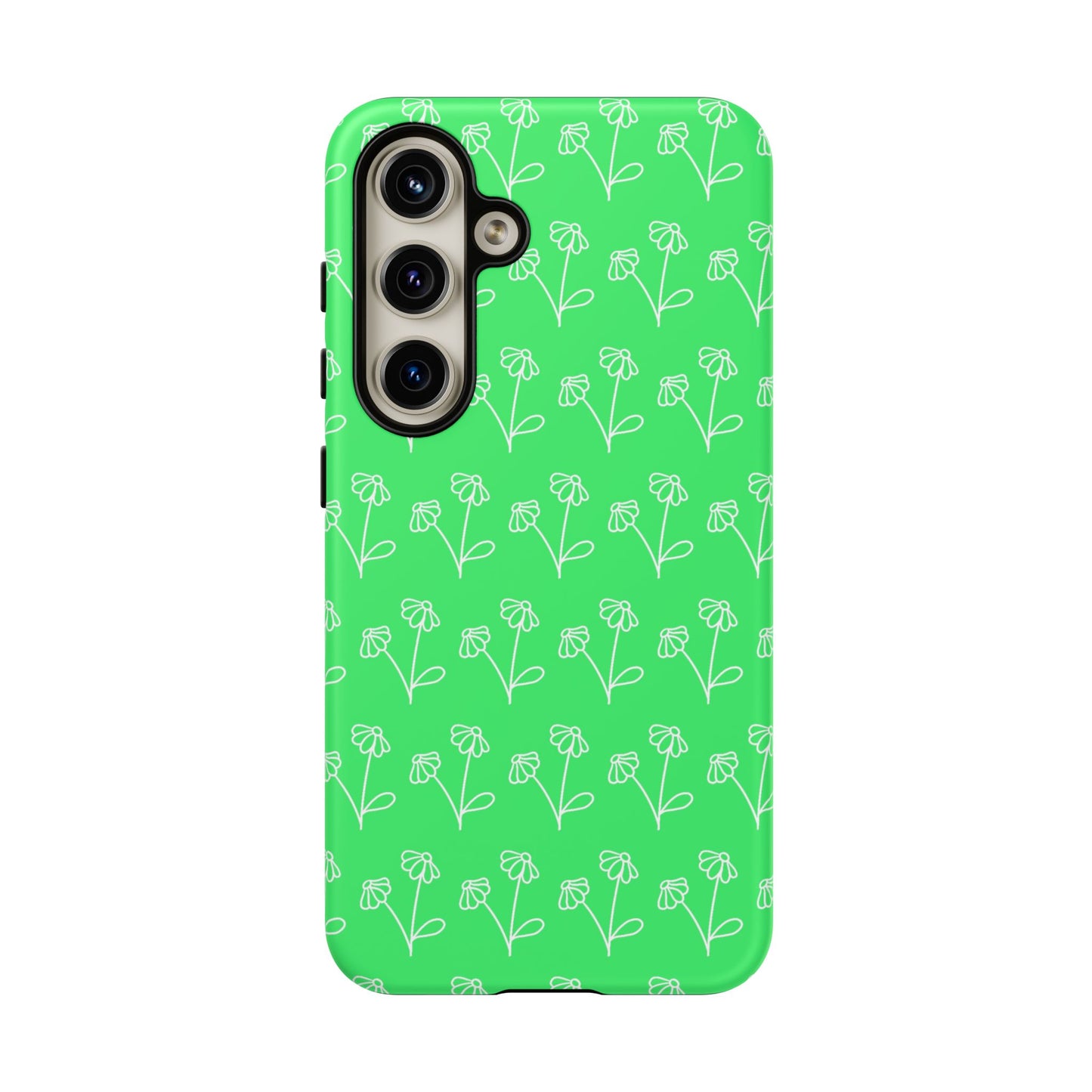 Doodle Flowers Phone Case Bright Green