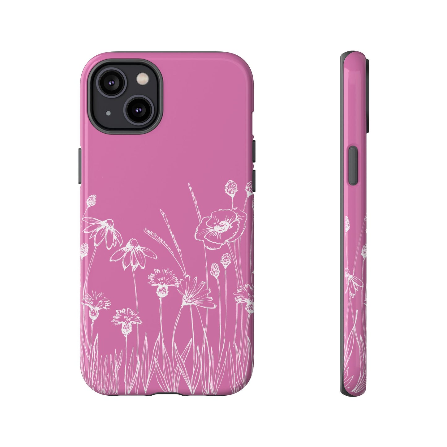 Doodle Flower Phone Case Pink