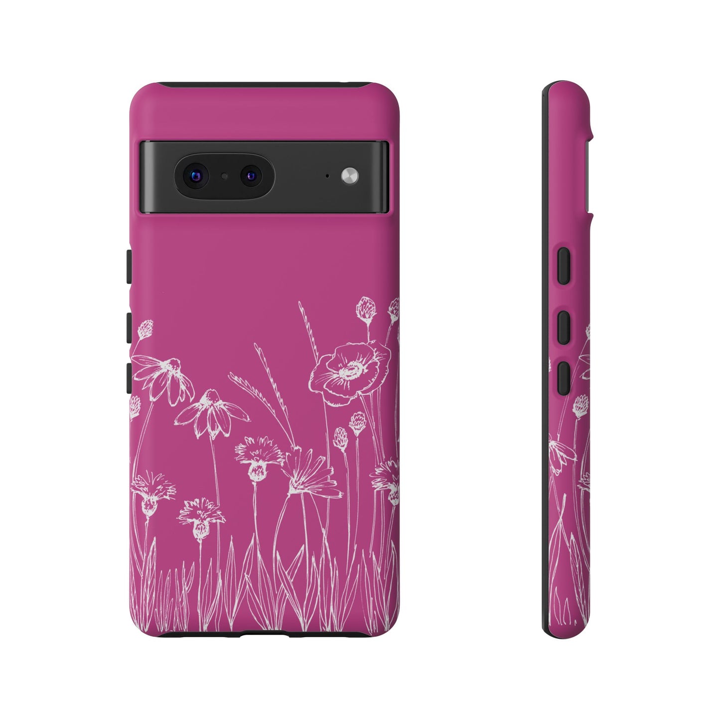 Doodle Flower Phone Case Hot Pink