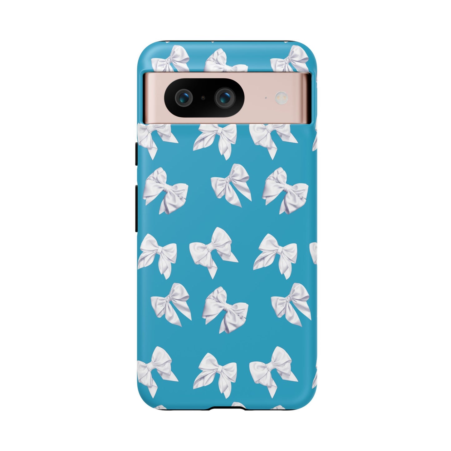 Bow Phone Case White on Turquoise