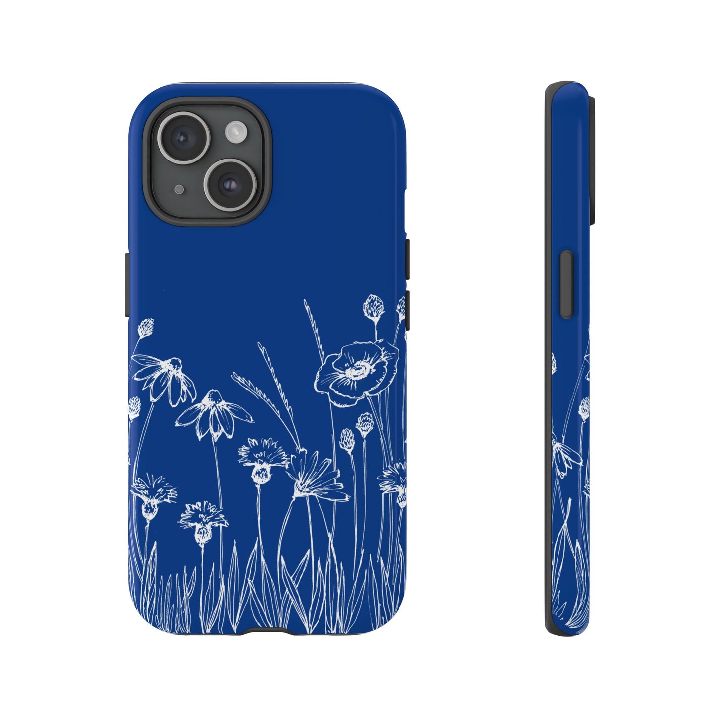 Doodle Flower Phone Case Blue