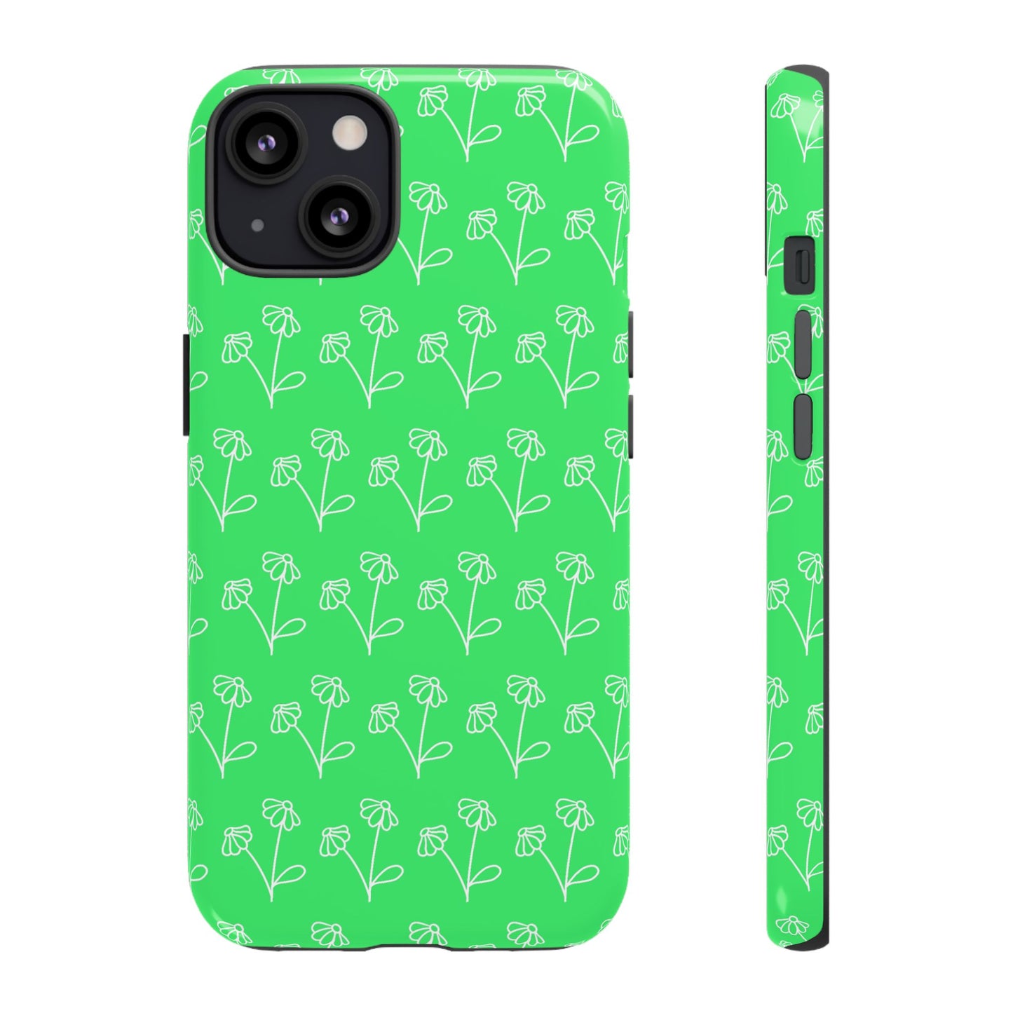 Doodle Flowers Phone Case Bright Green