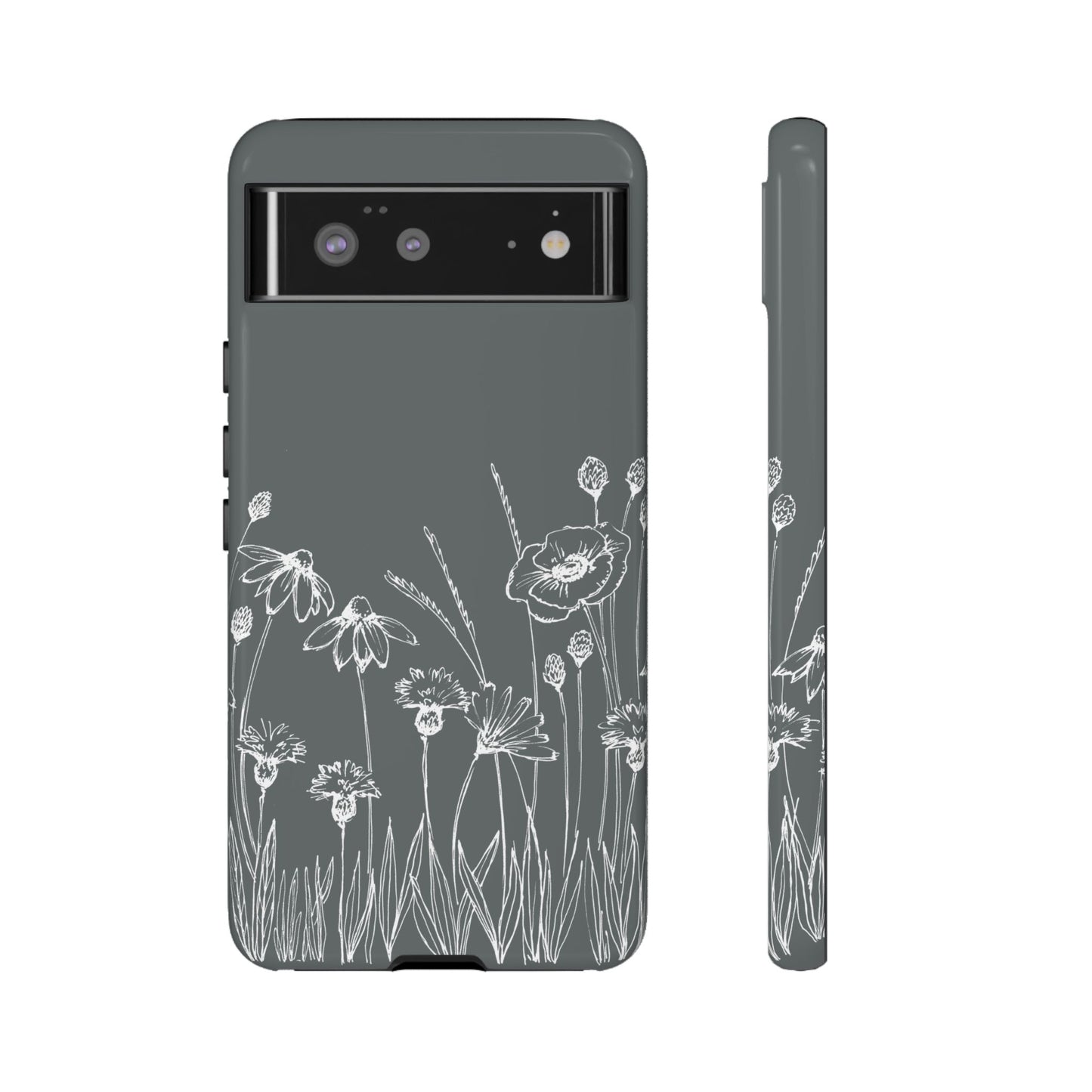 Doodle Flower Phone Case Gray