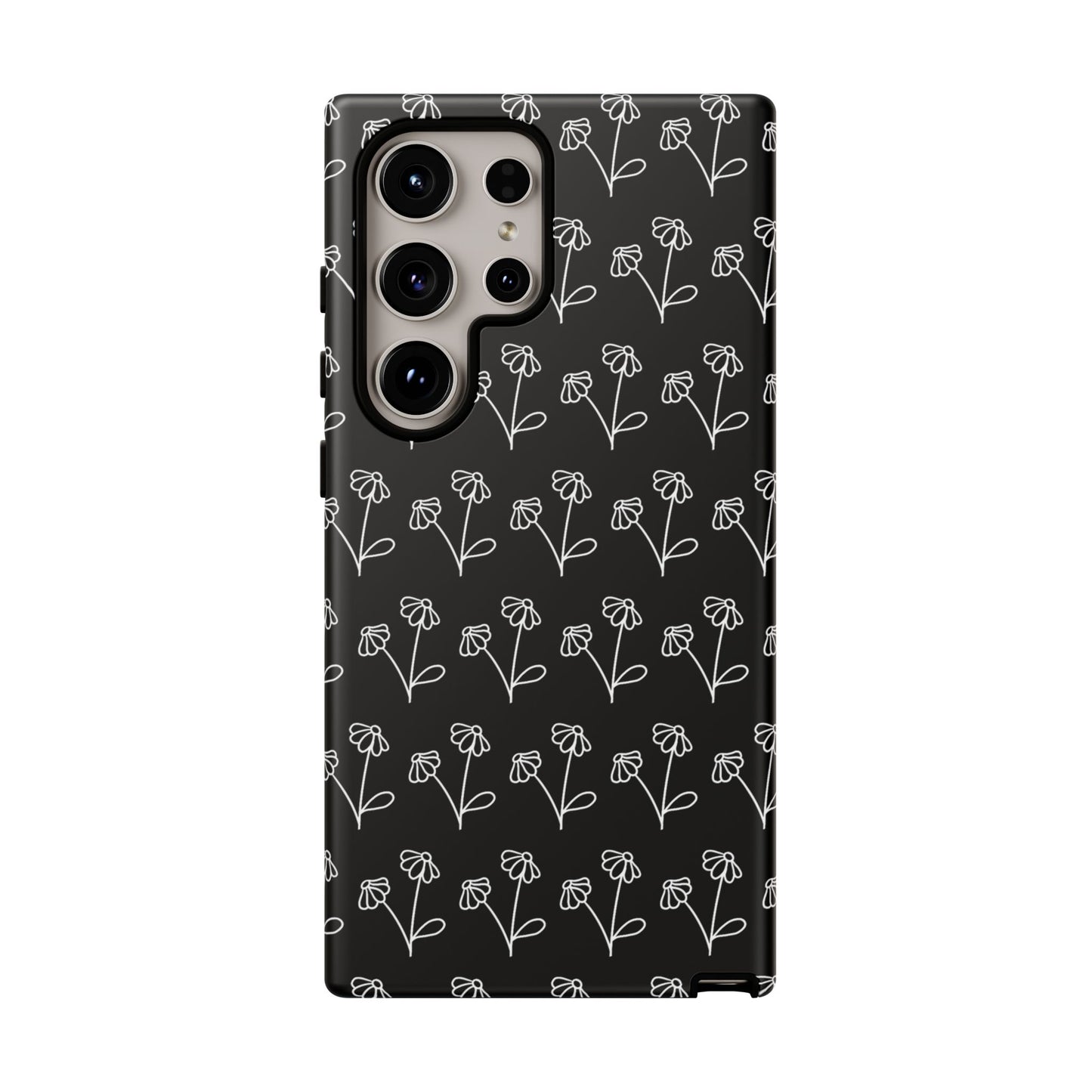 Doodle Flowers Phone Case Black