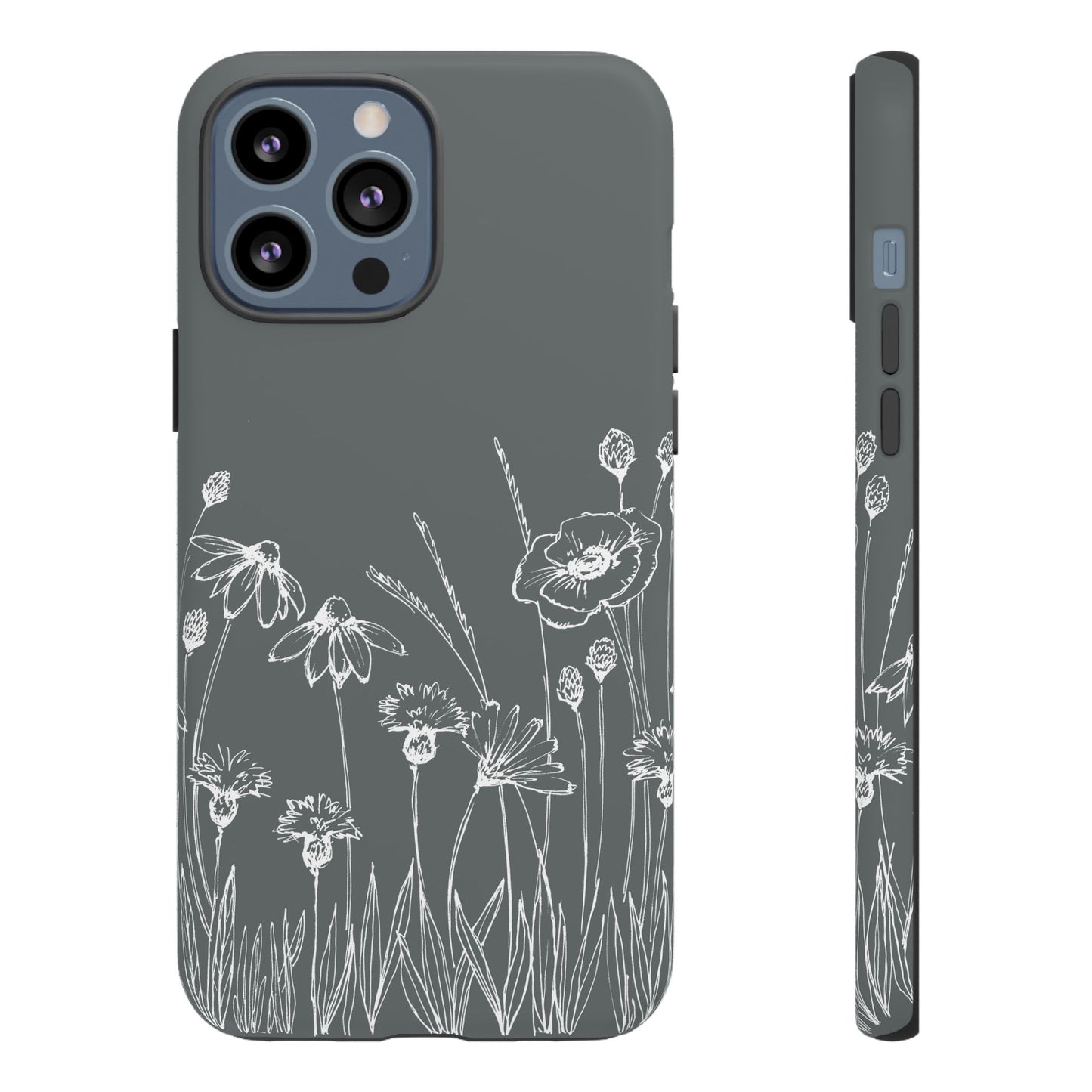 Doodle Flower Phone Case Gray