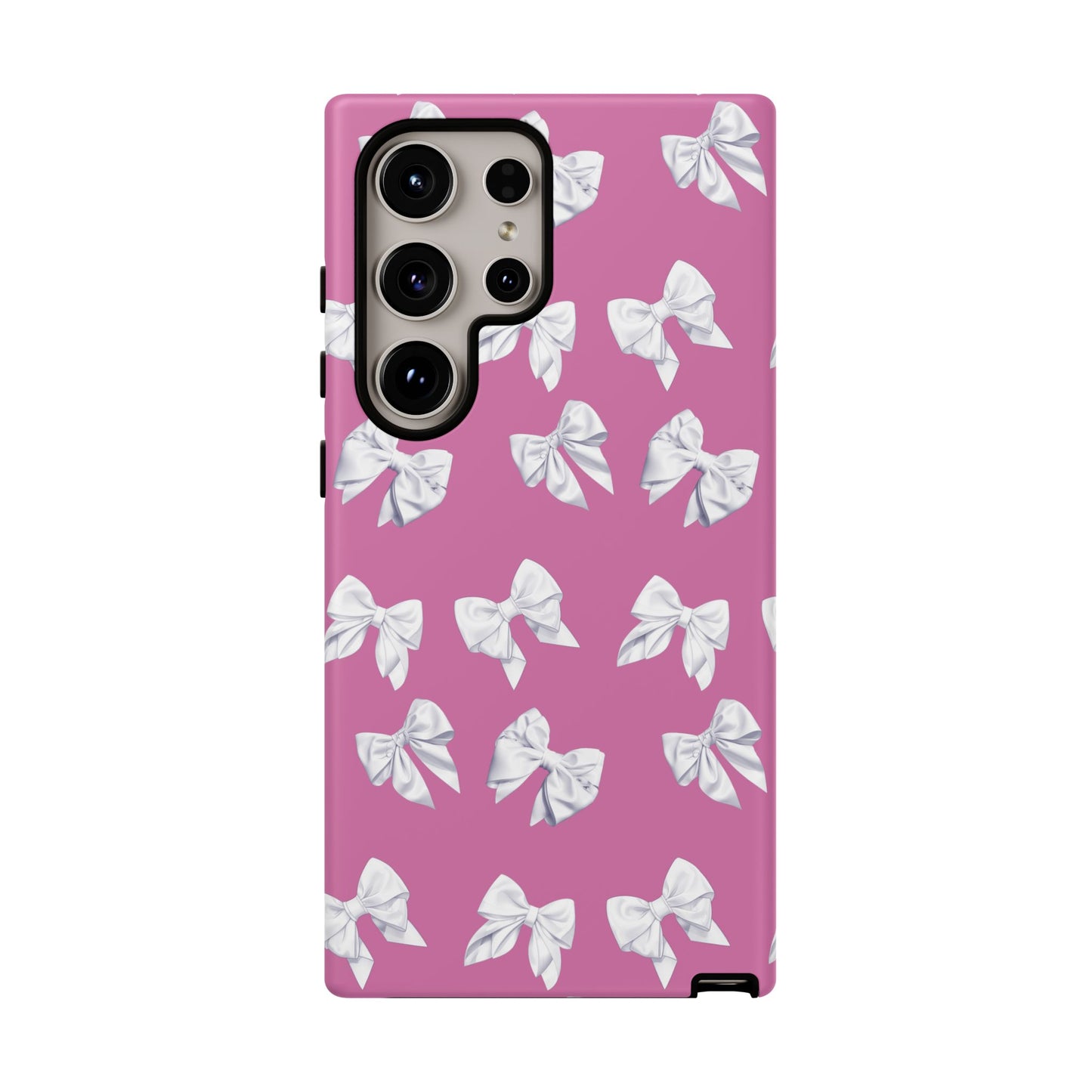 Bow Phone Case White on Pink