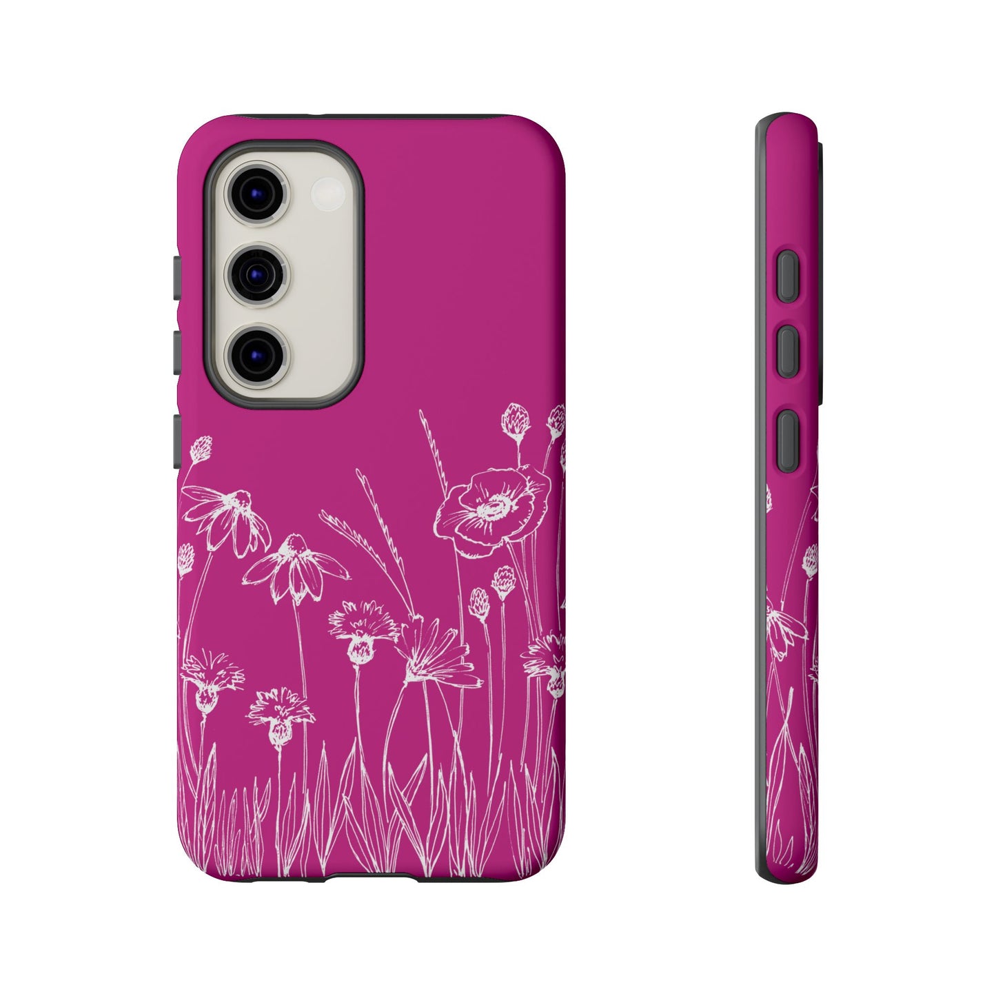 Doodle Flower Phone Case Hot Pink