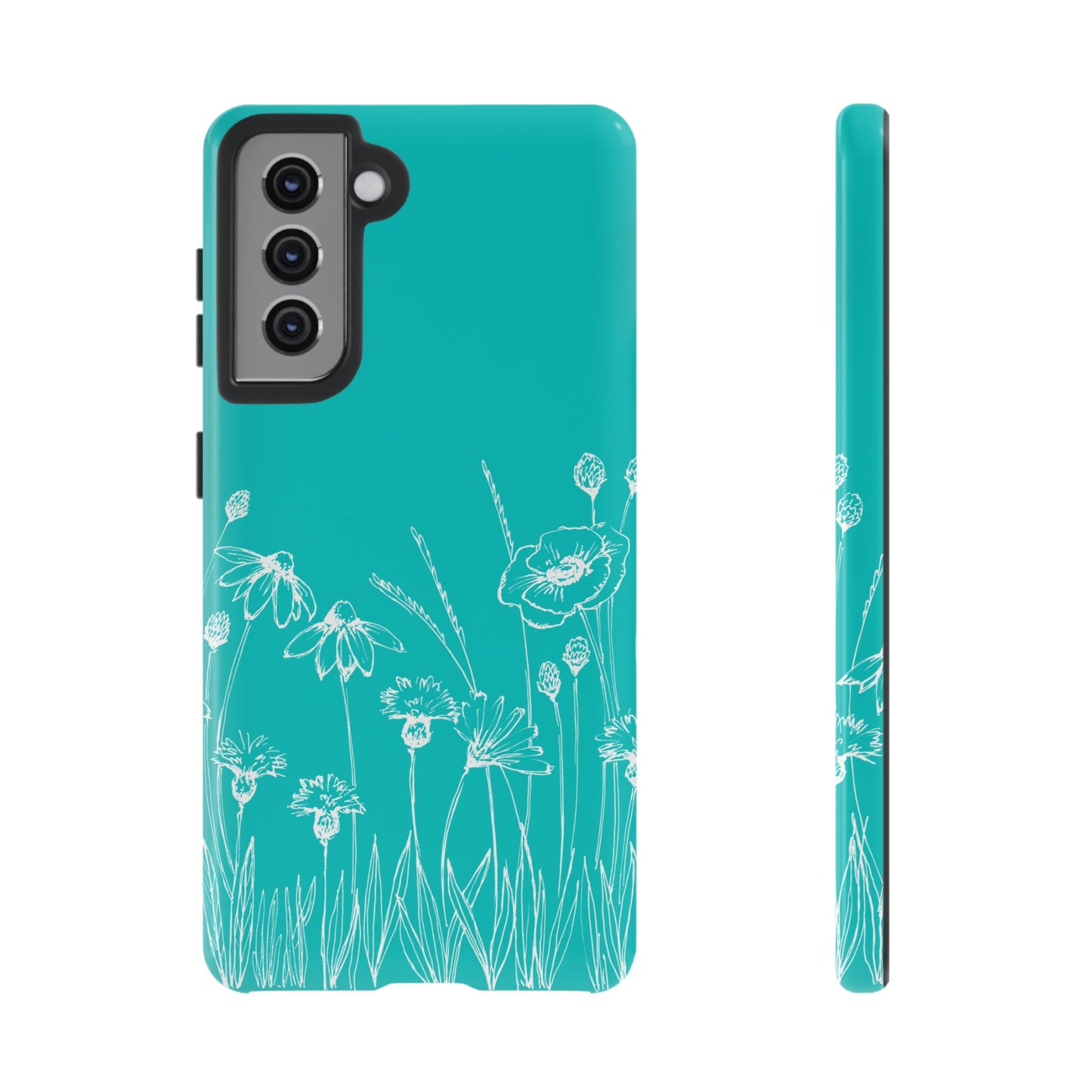 Doodle Flower Phone Case Aqua