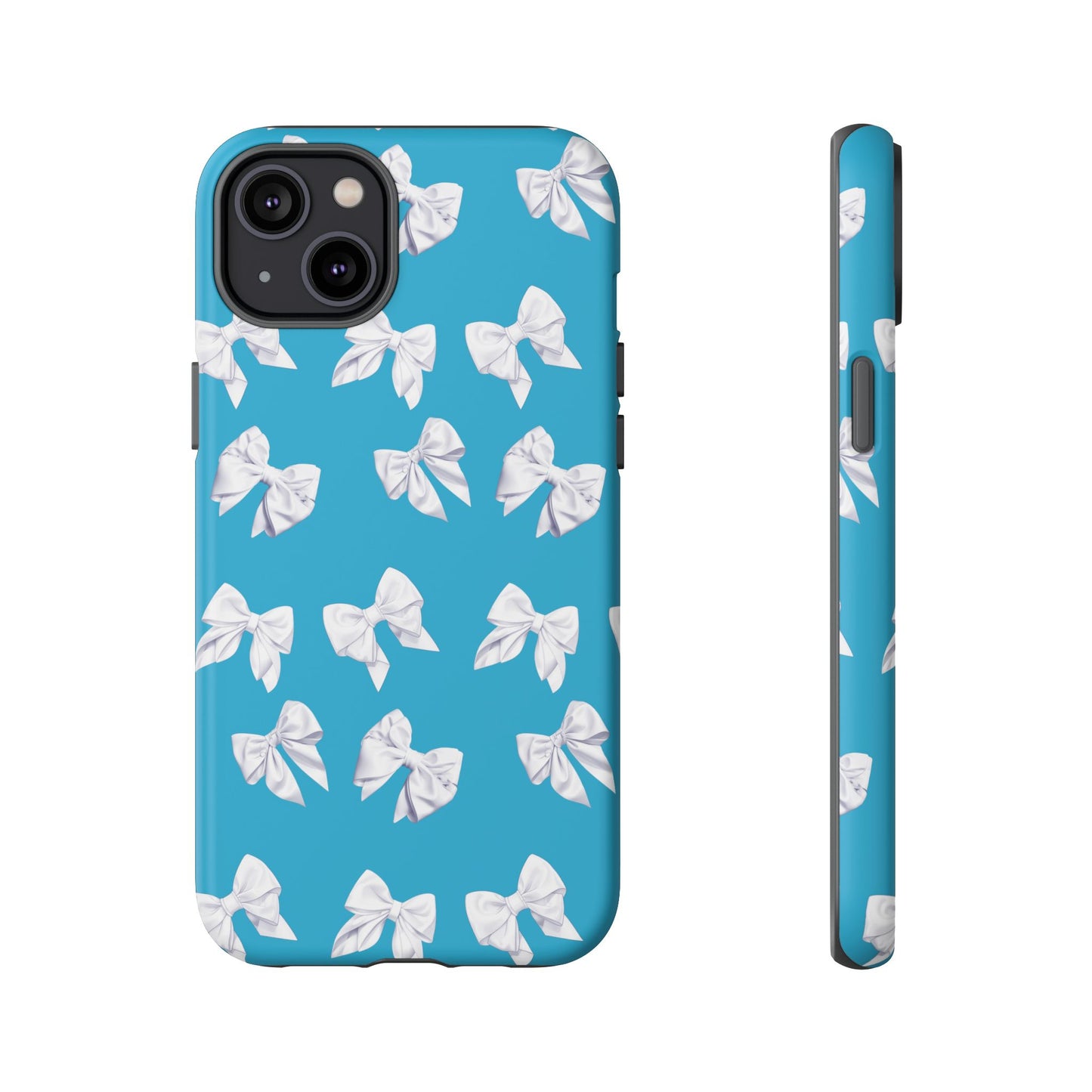 Bow Phone Case White on Turquoise