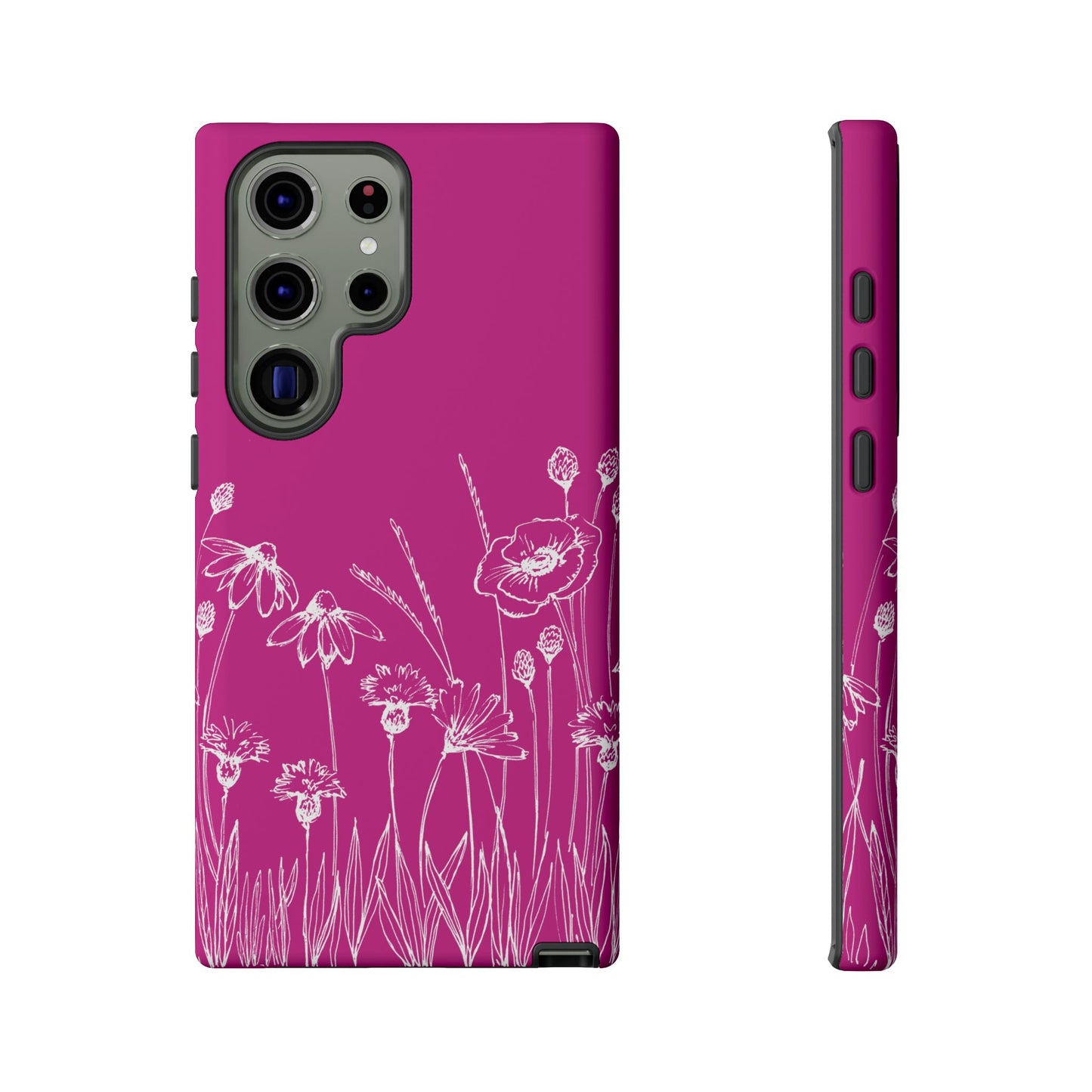 Doodle Flower Phone Case Hot Pink