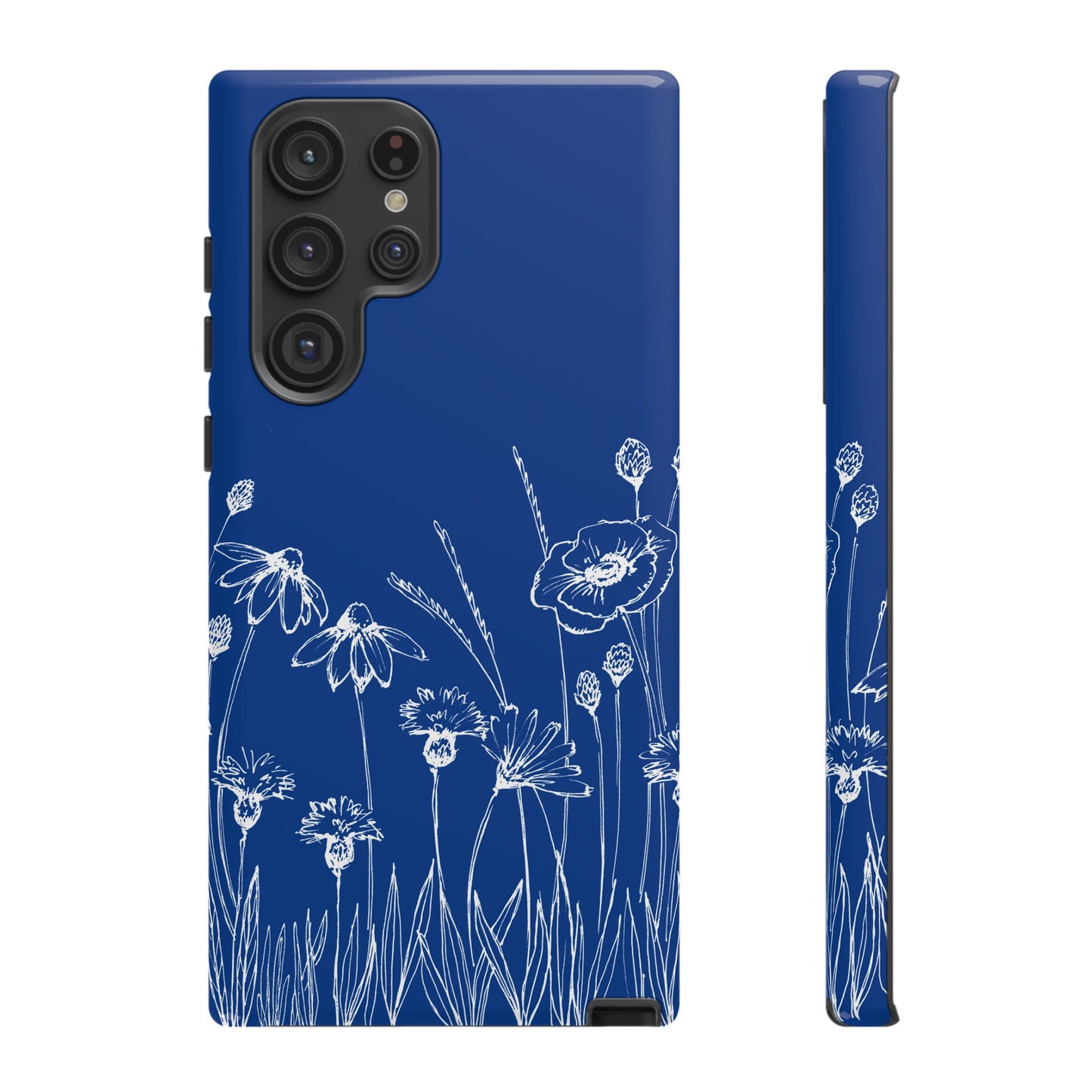 Doodle Flower Phone Case Blue