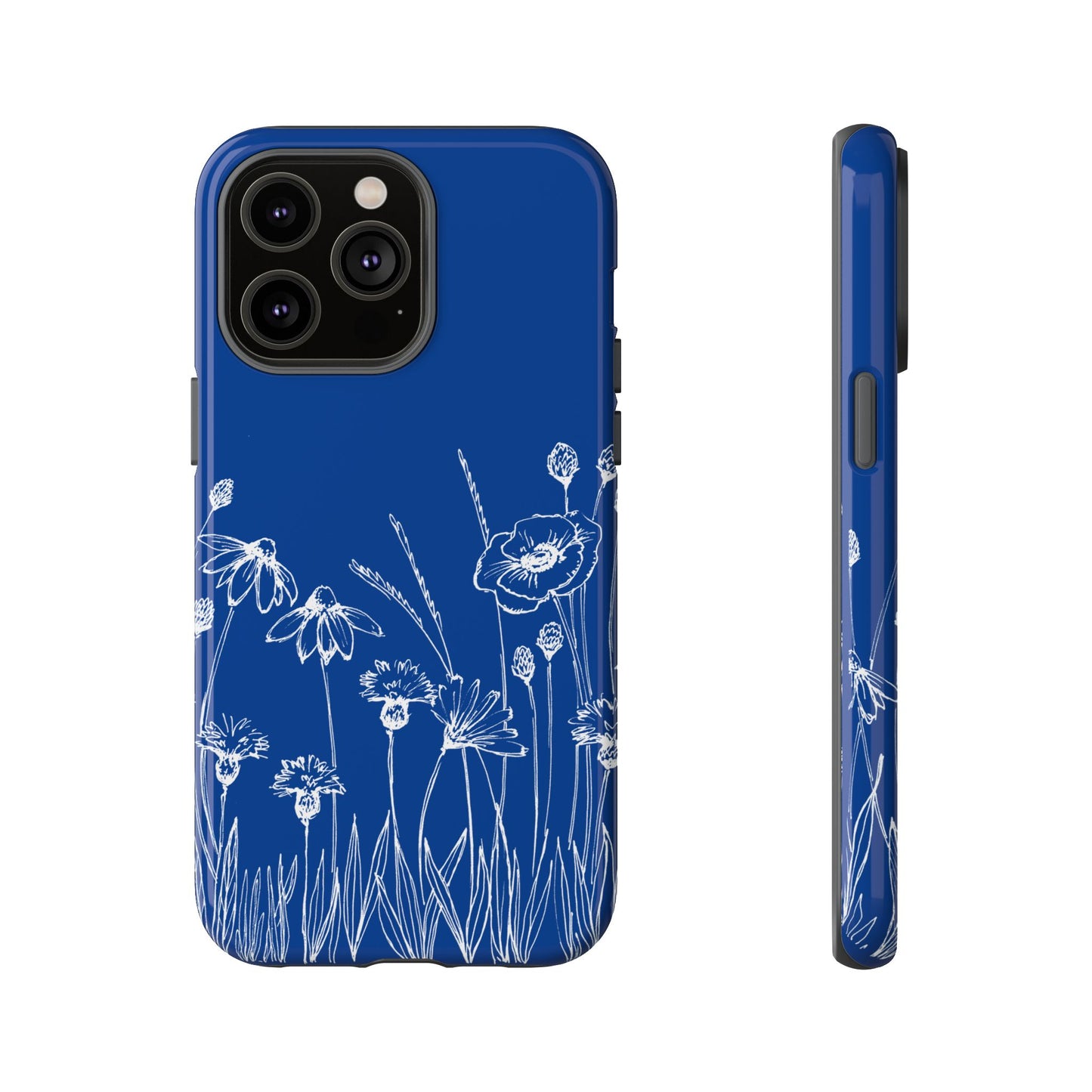 Doodle Flower Phone Case Blue